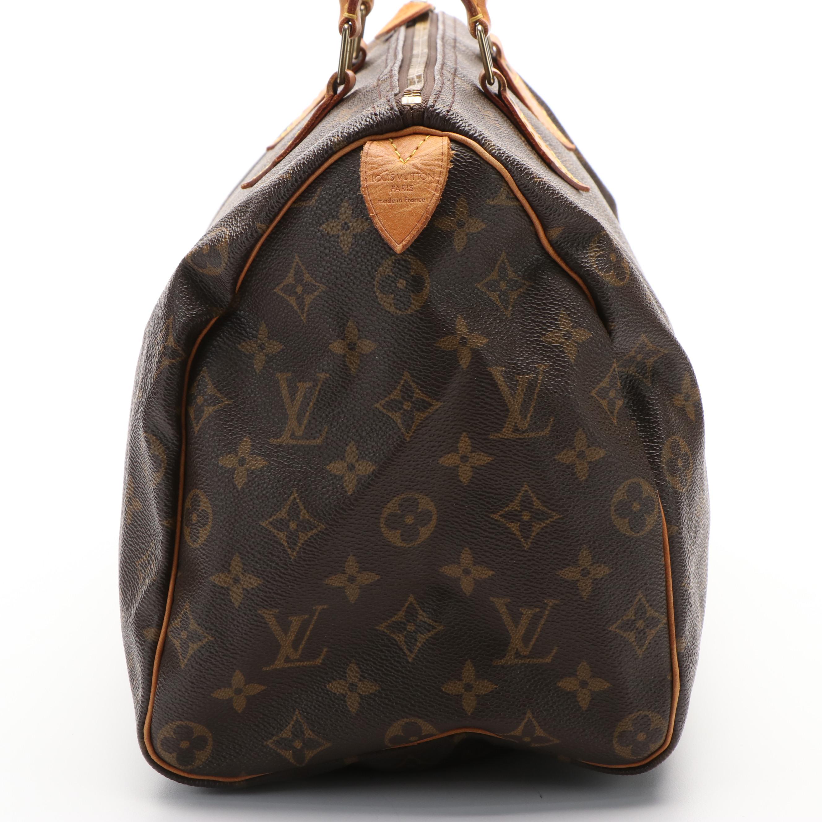 Louis Vuitton Speedy 35 Handbag in Brown Monogram Coated Canvas