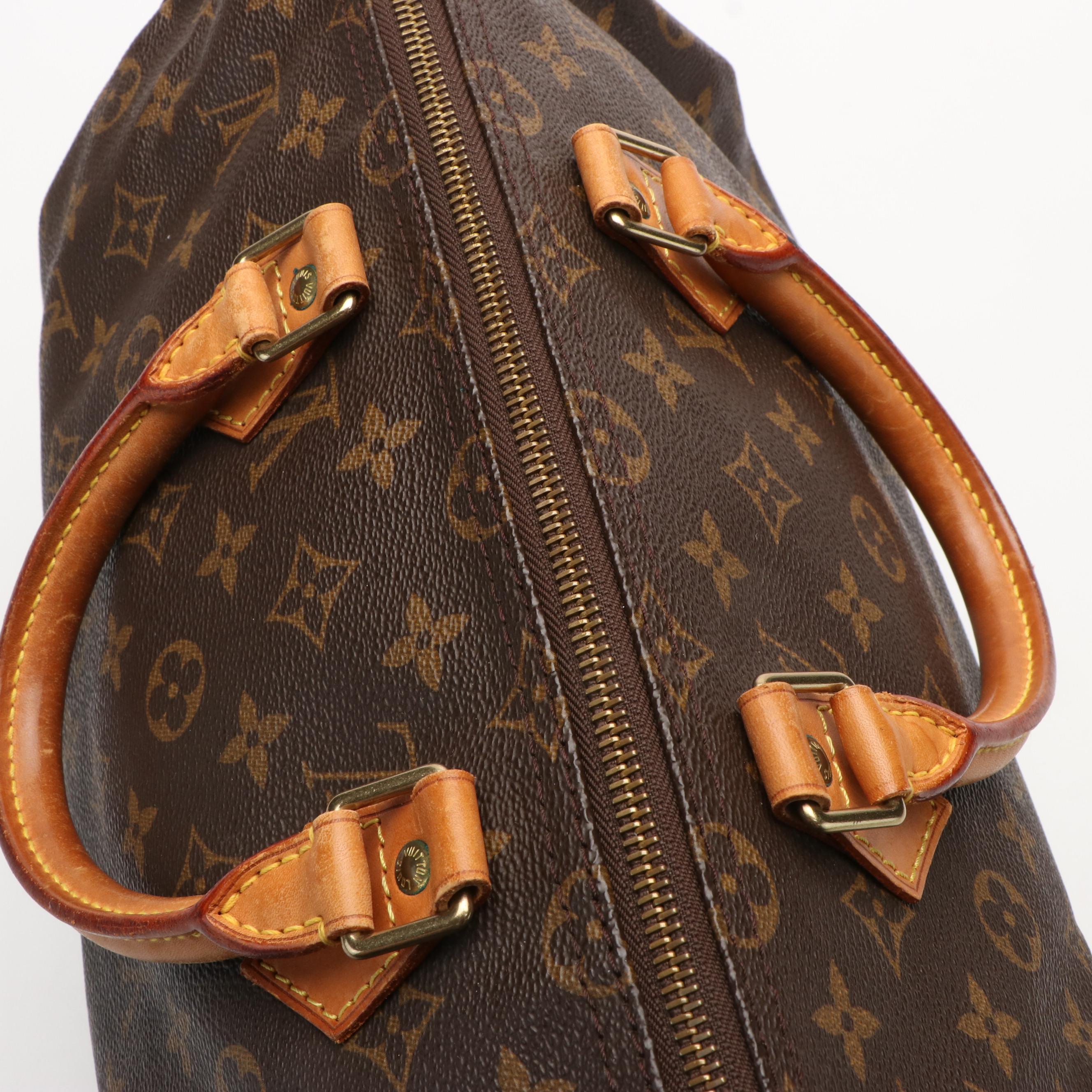 Louis Vuitton Speedy 35 Handbag in Brown Monogram Coated Canvas