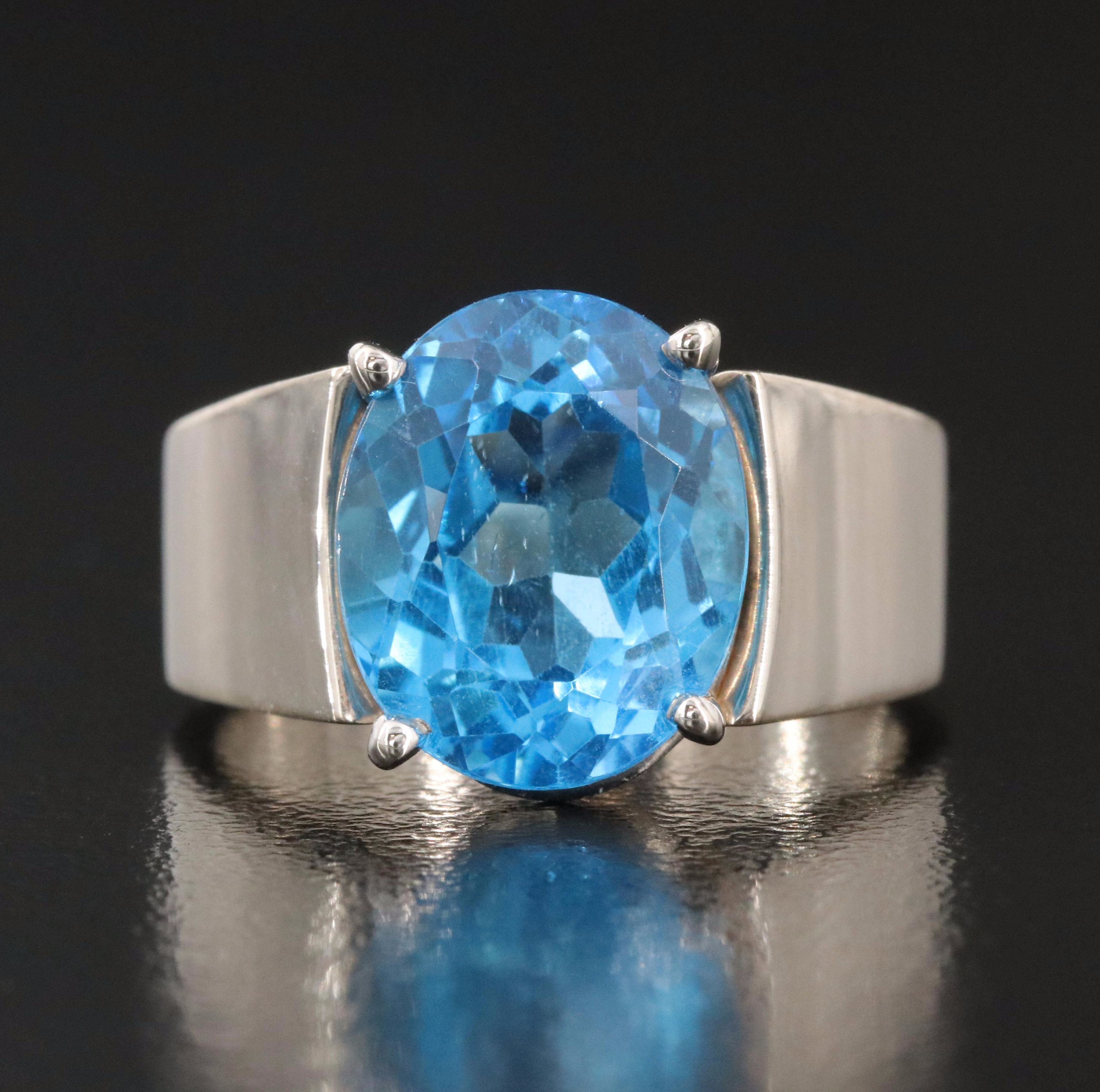 14K Swiss Blue Topaz Solitaire Ring