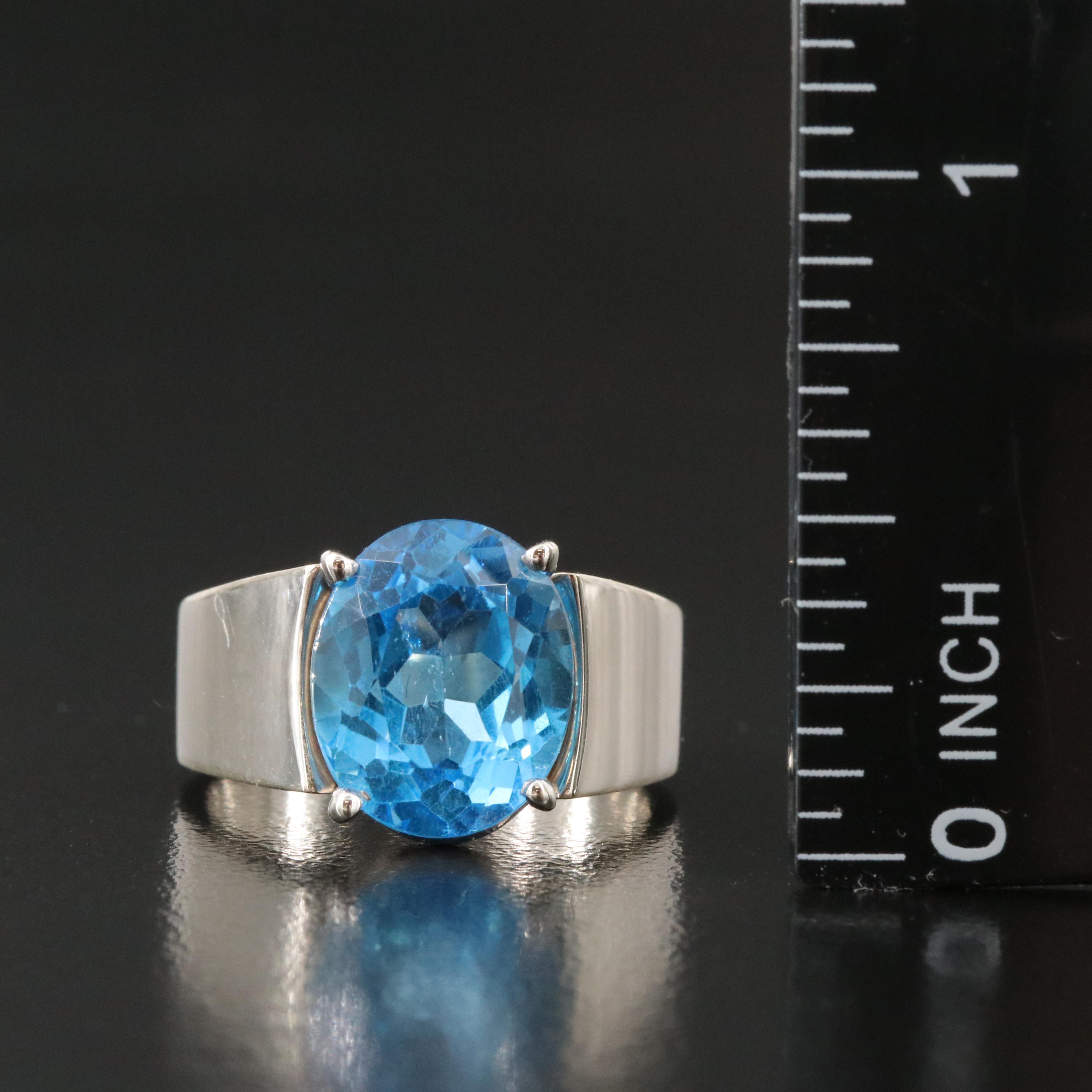 14K Swiss Blue Topaz Solitaire Ring