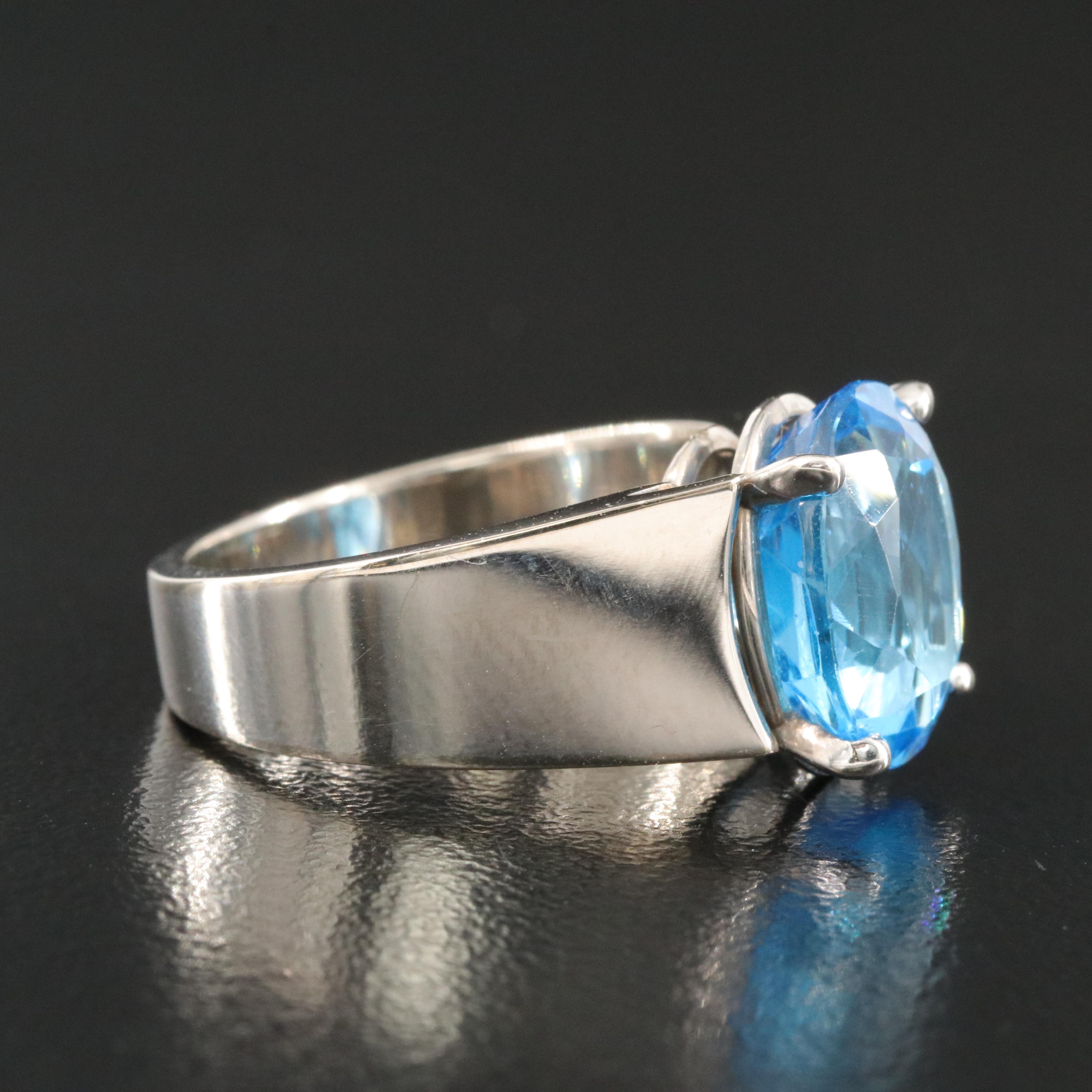 14K Swiss Blue Topaz Solitaire Ring