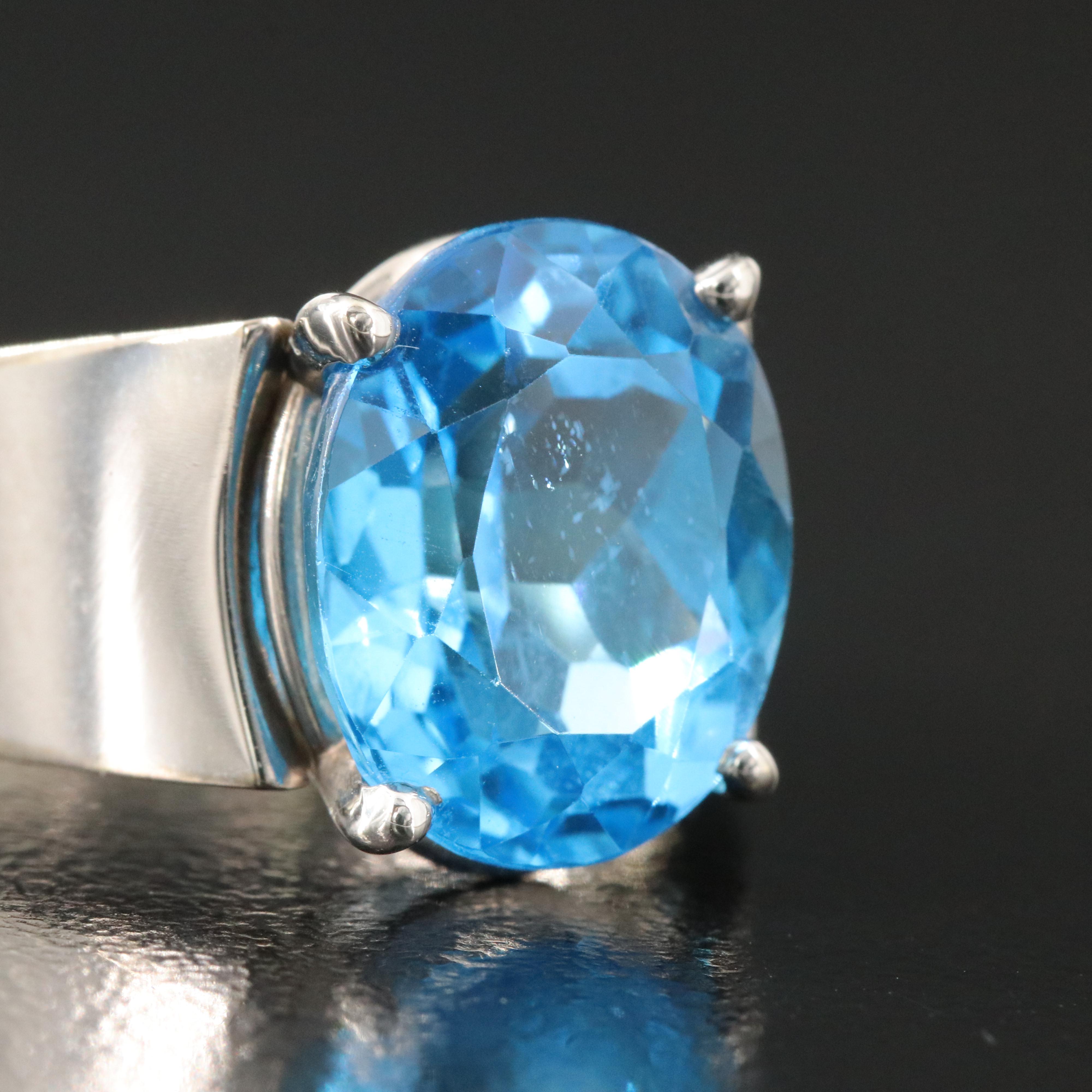 14K Swiss Blue Topaz Solitaire Ring