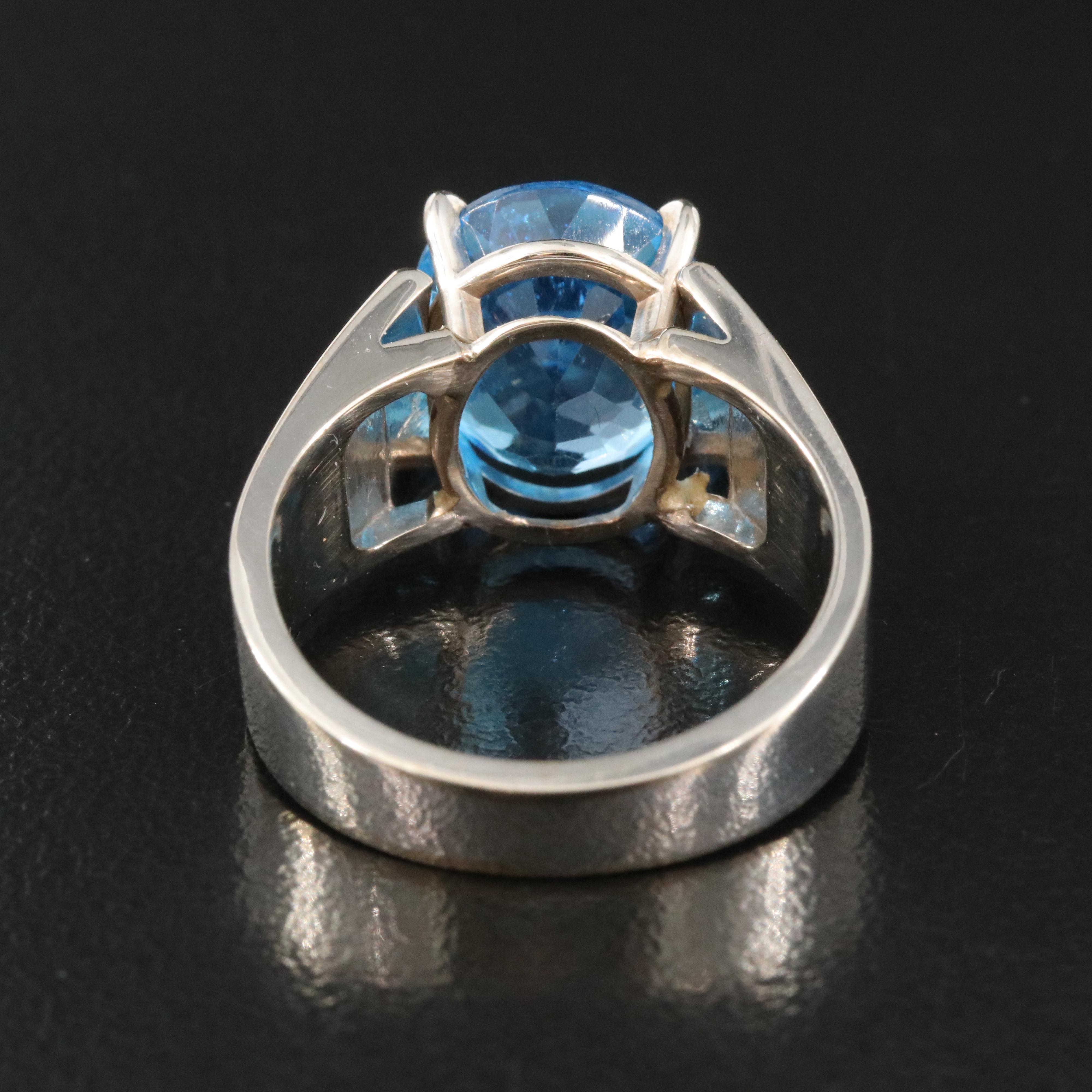 14K Swiss Blue Topaz Solitaire Ring