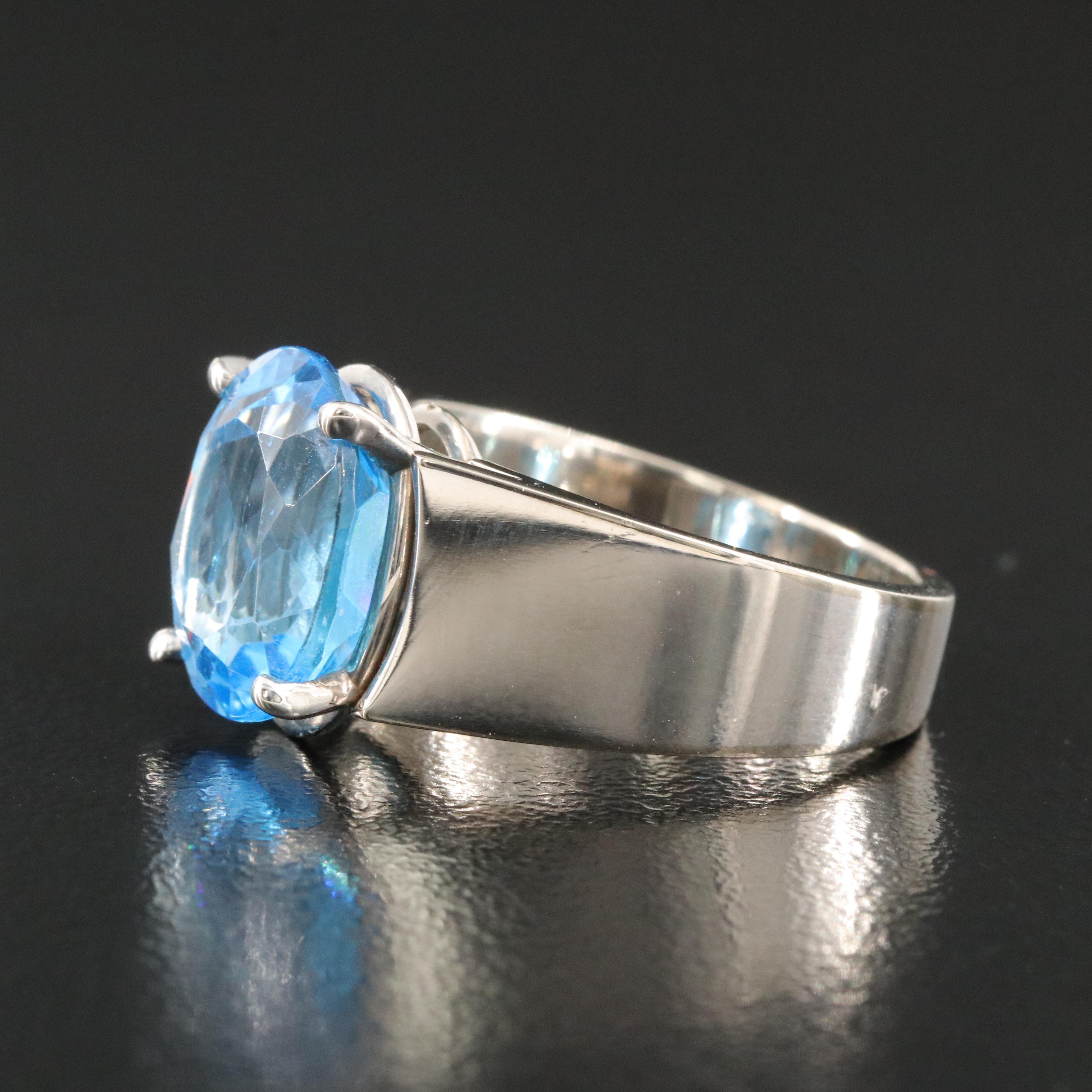 14K Swiss Blue Topaz Solitaire Ring