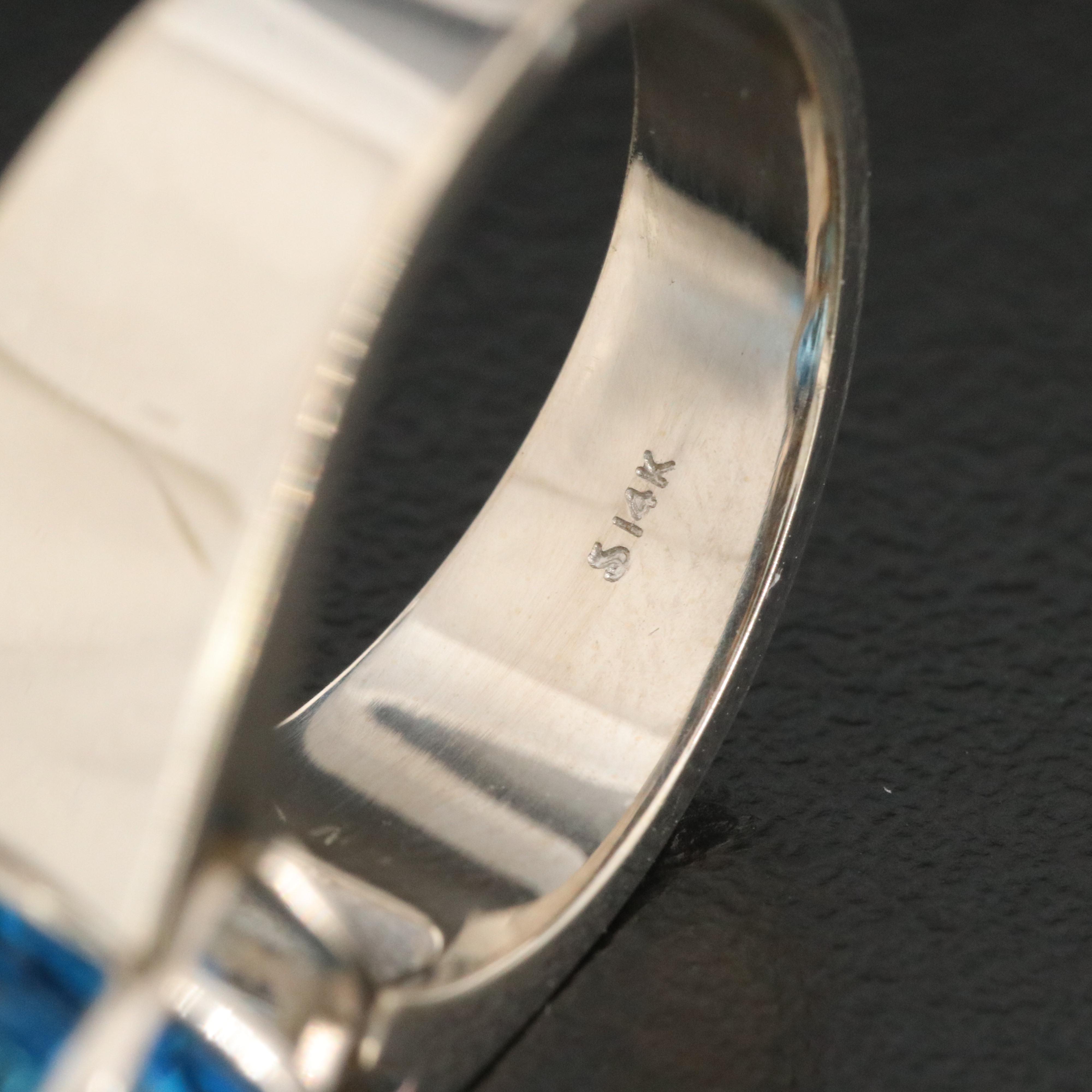 14K Swiss Blue Topaz Solitaire Ring