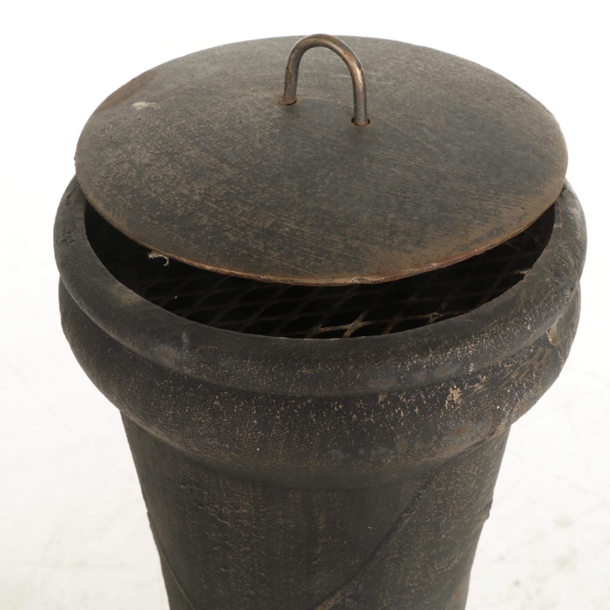 Cast Metal Wood Burning Chimenea Outdoor Fireplace