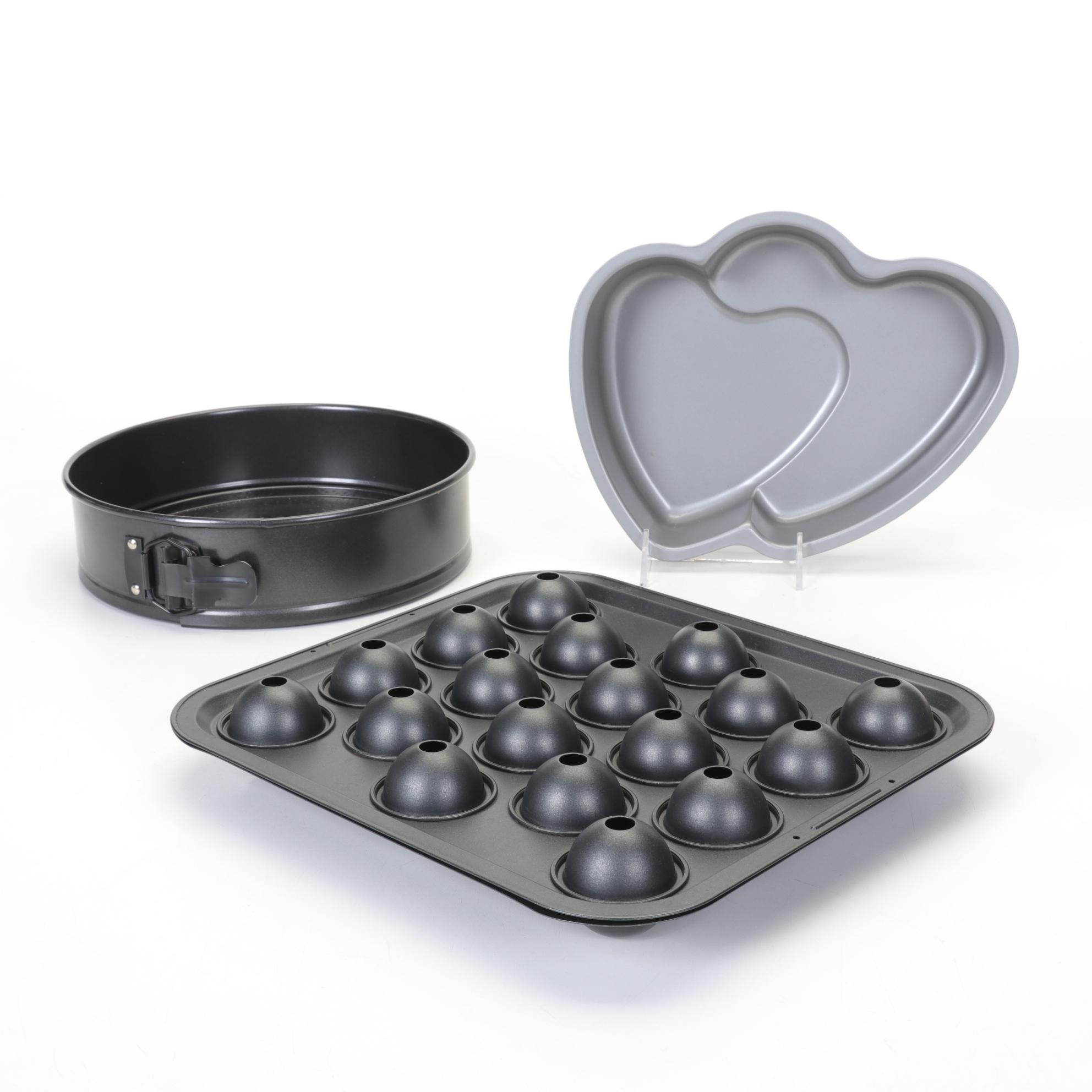 Non-Stick Cake Pop Pan, Springform Round and Heart Novelty Cake Pan