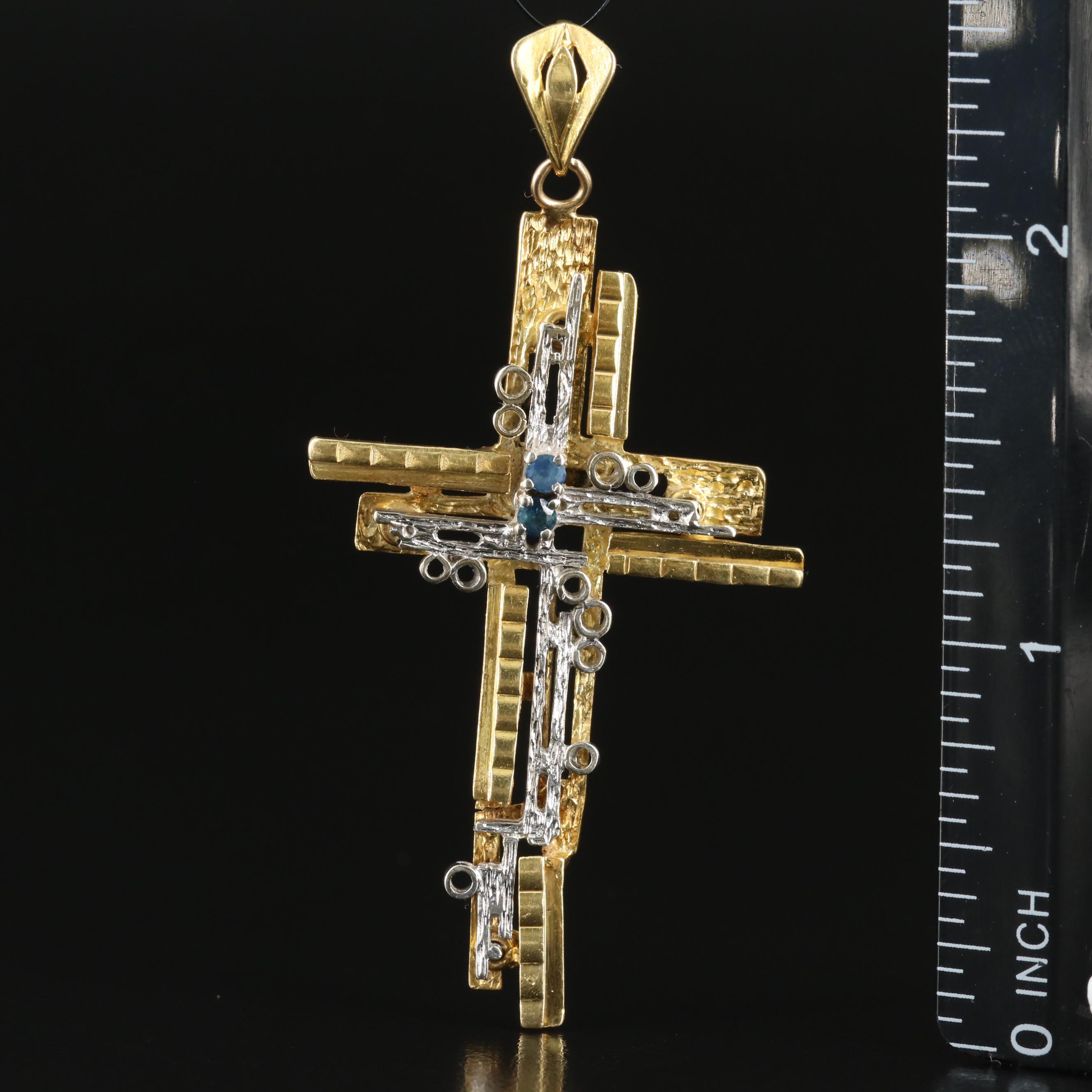 18K Sapphire Cross Pendant