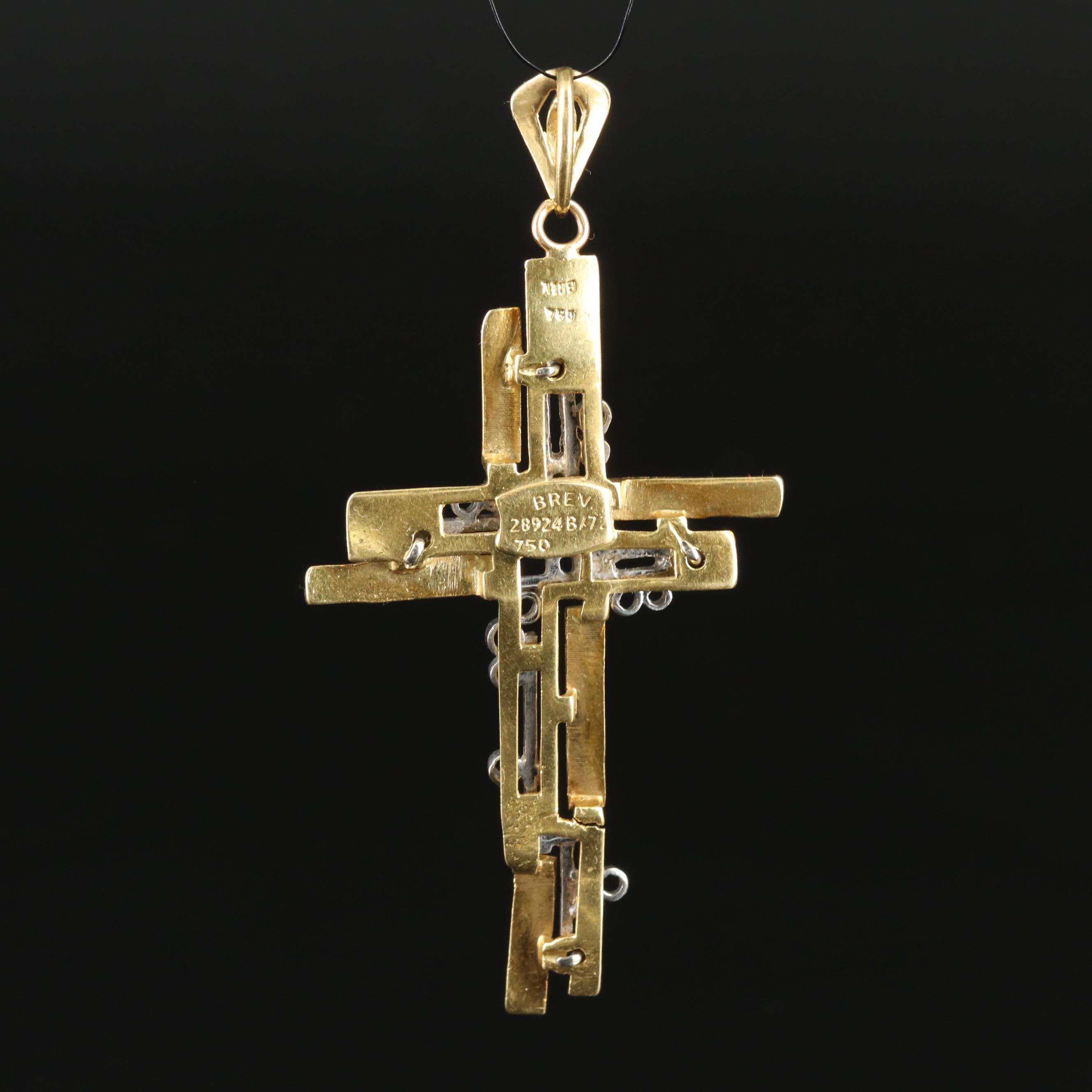 18K Sapphire Cross Pendant