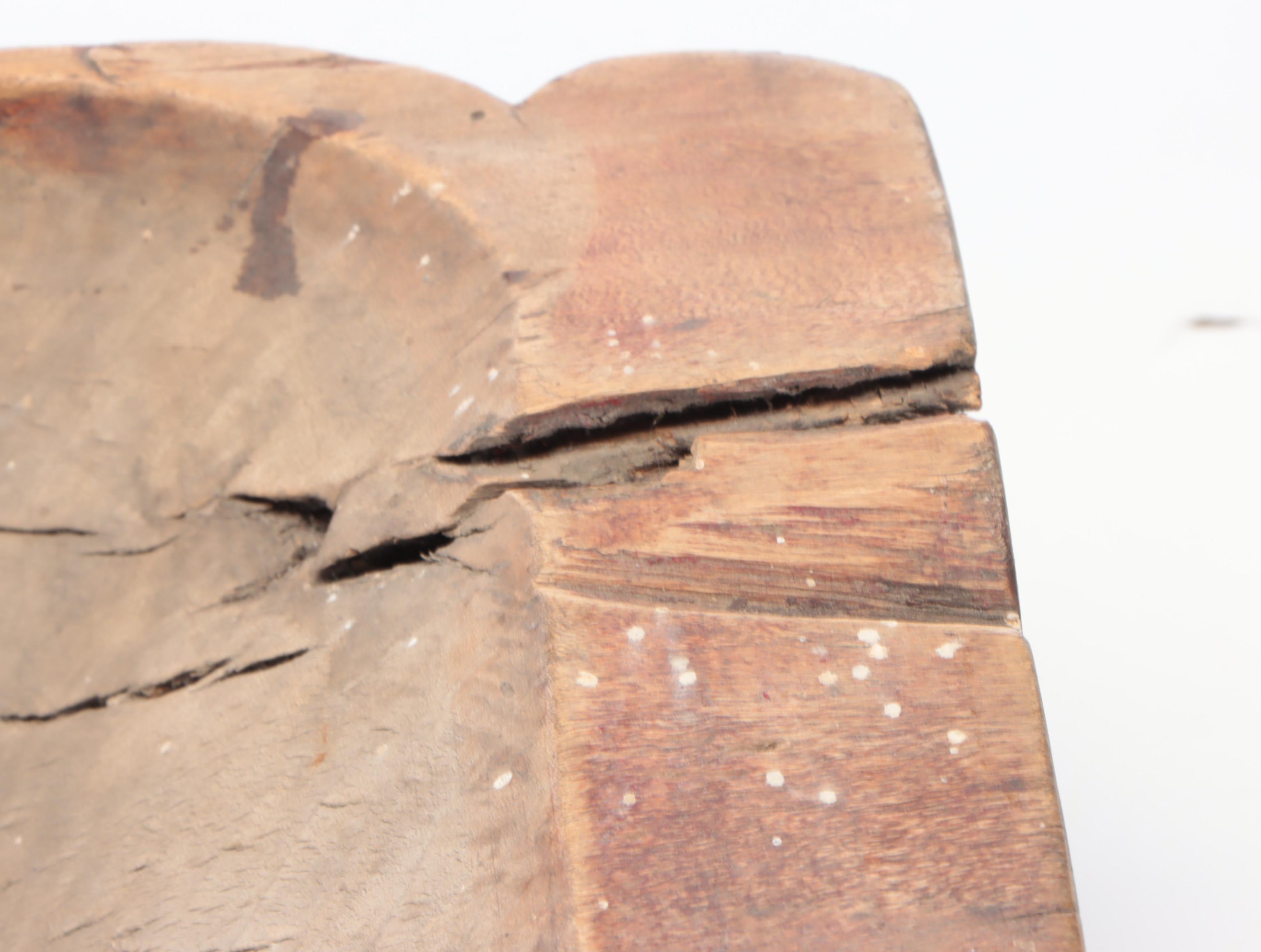 Primitive Hand-Carved Wooden Trencher Dough Bowl