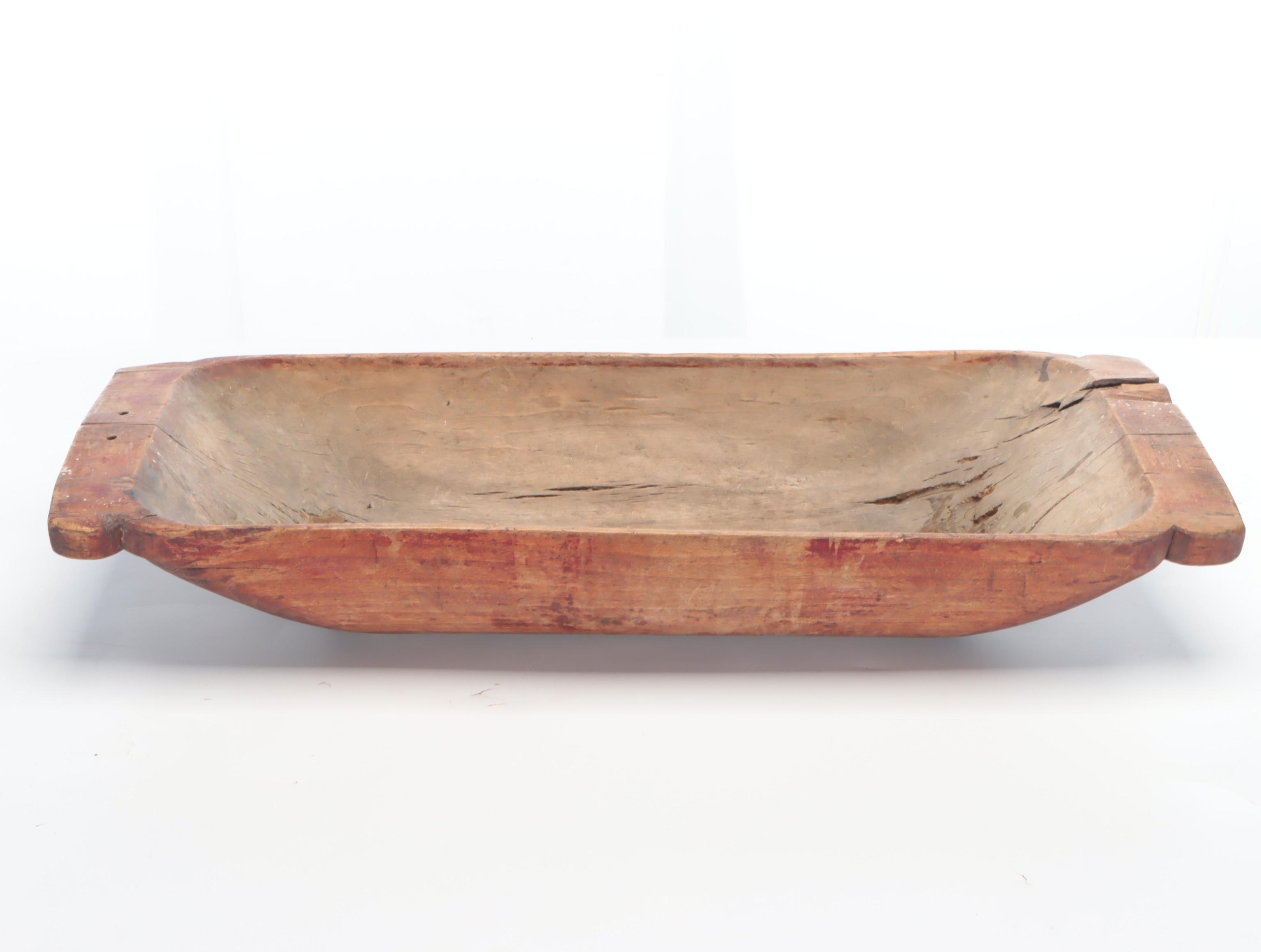 Primitive Hand-Carved Wooden Trencher Dough Bowl