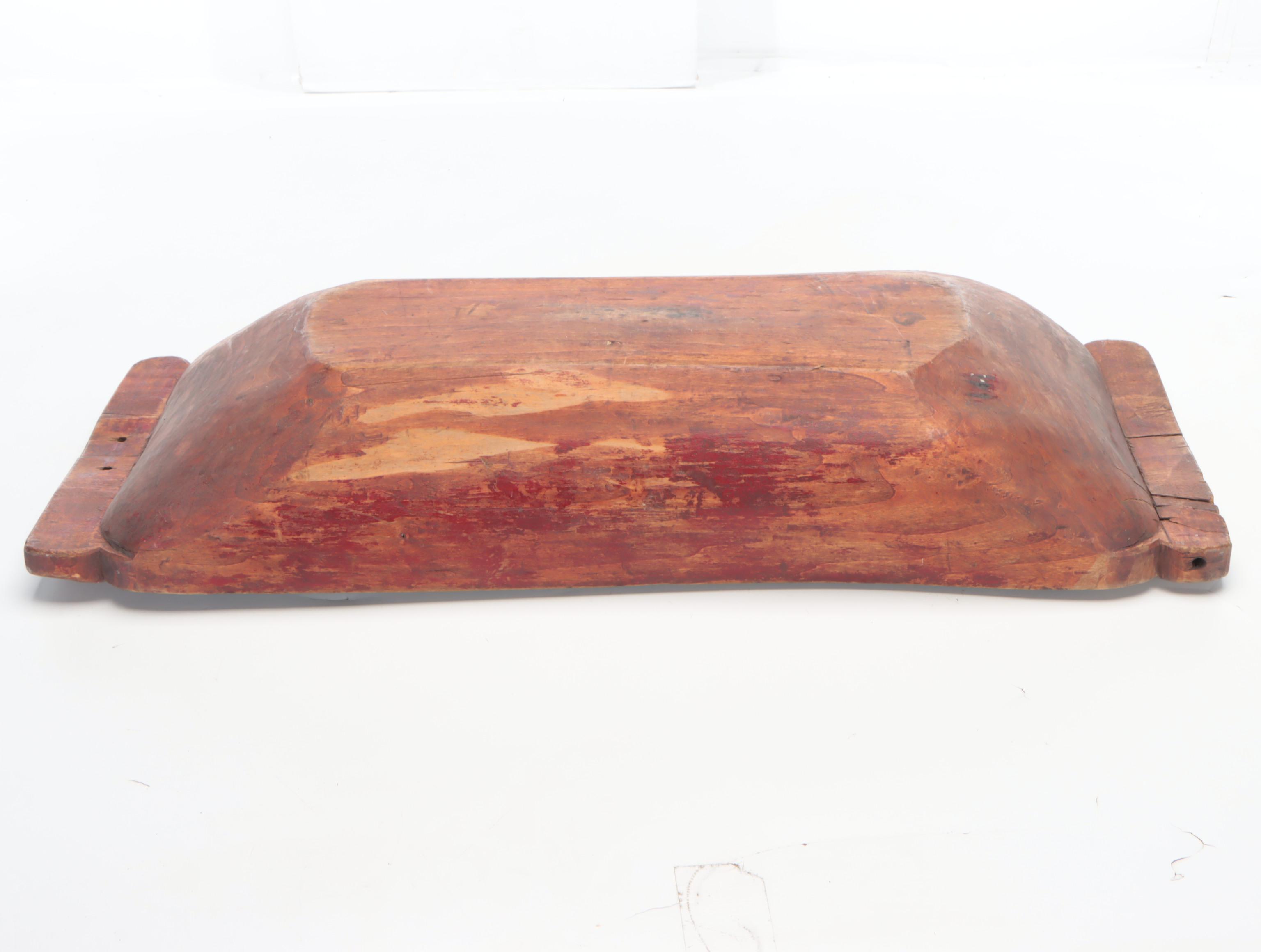 Primitive Hand-Carved Wooden Trencher Dough Bowl