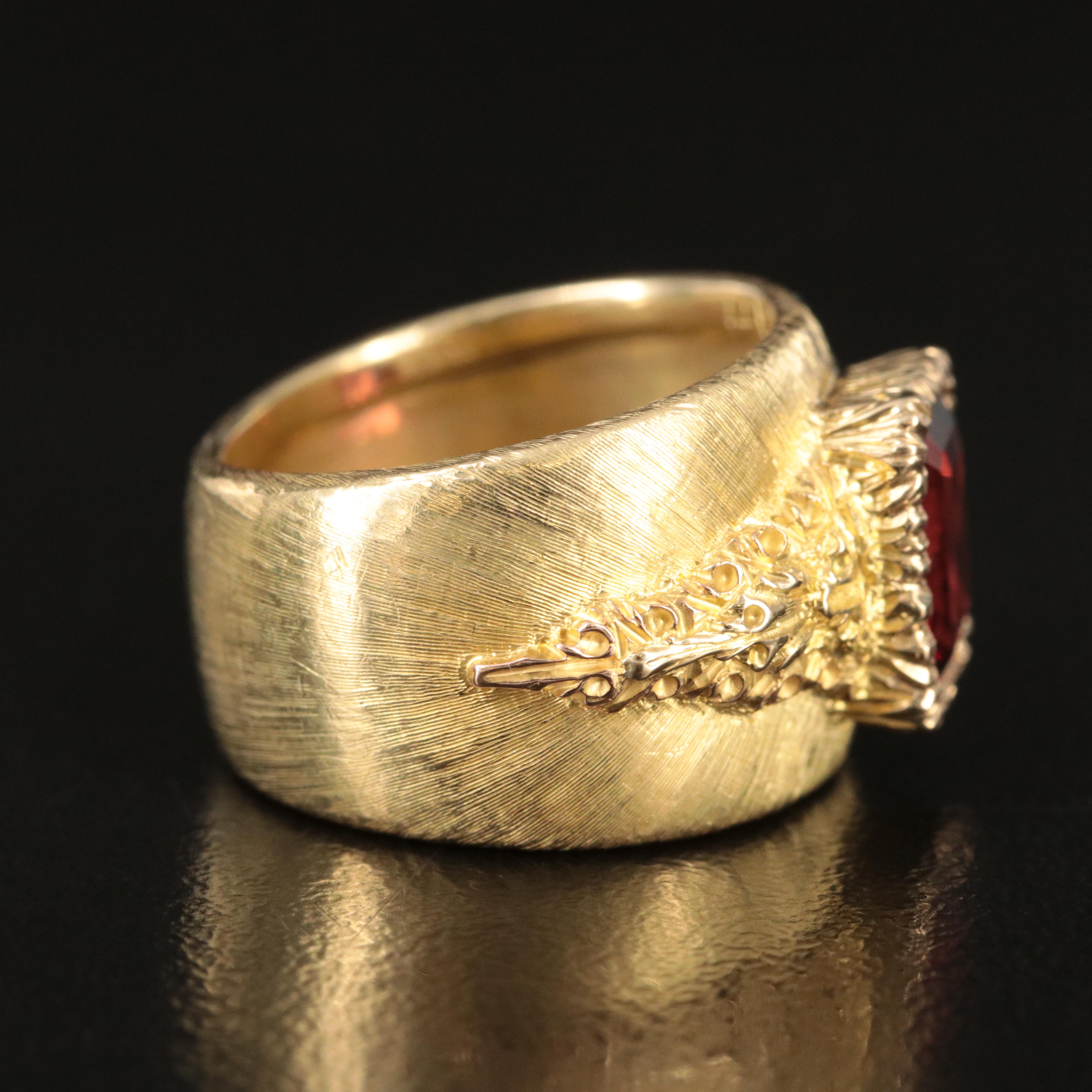 Buccellati Rigato 18K Garnet Hand Engraved Ring