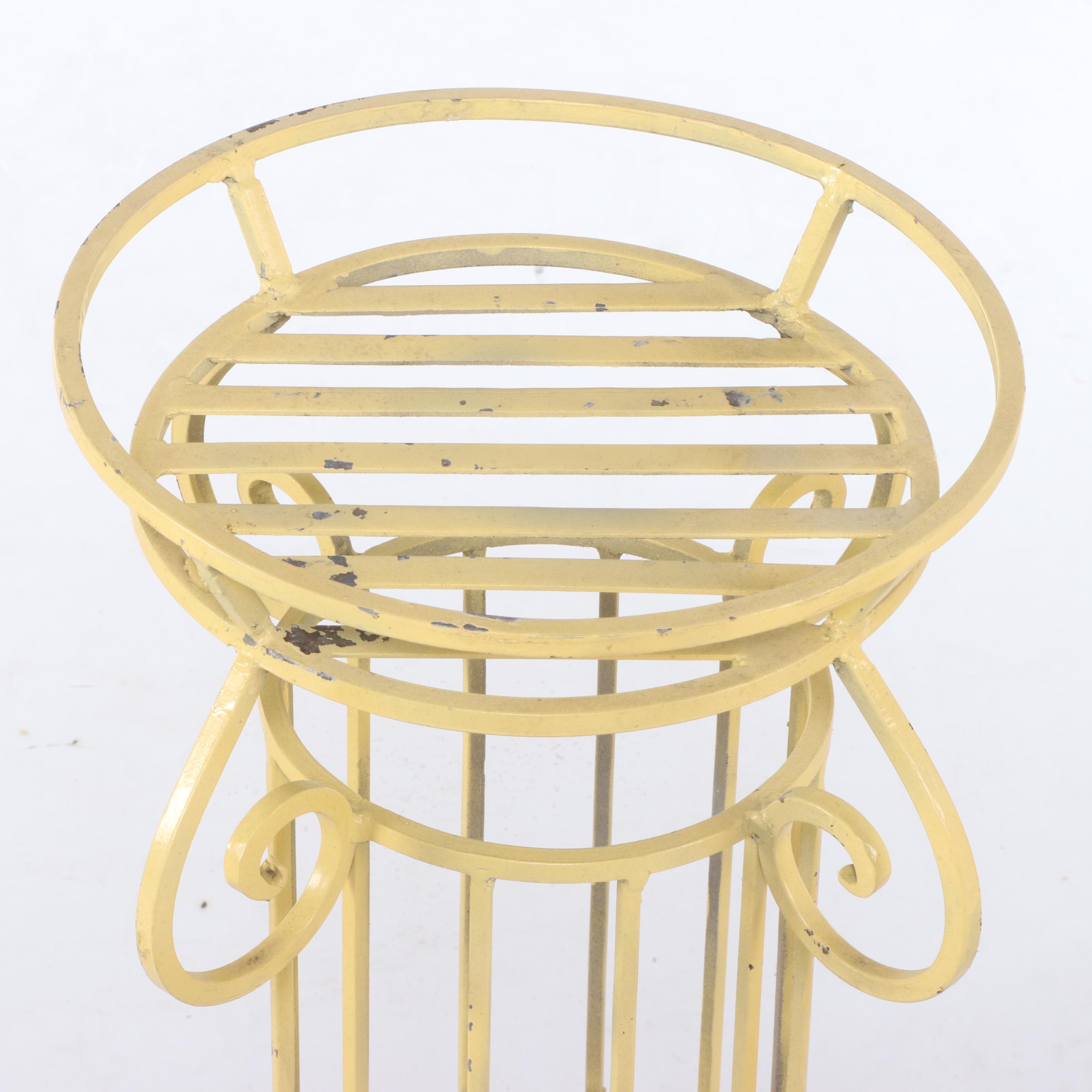 Neoclassical Style Yellow-Painted Iron Columnar Plant Stand