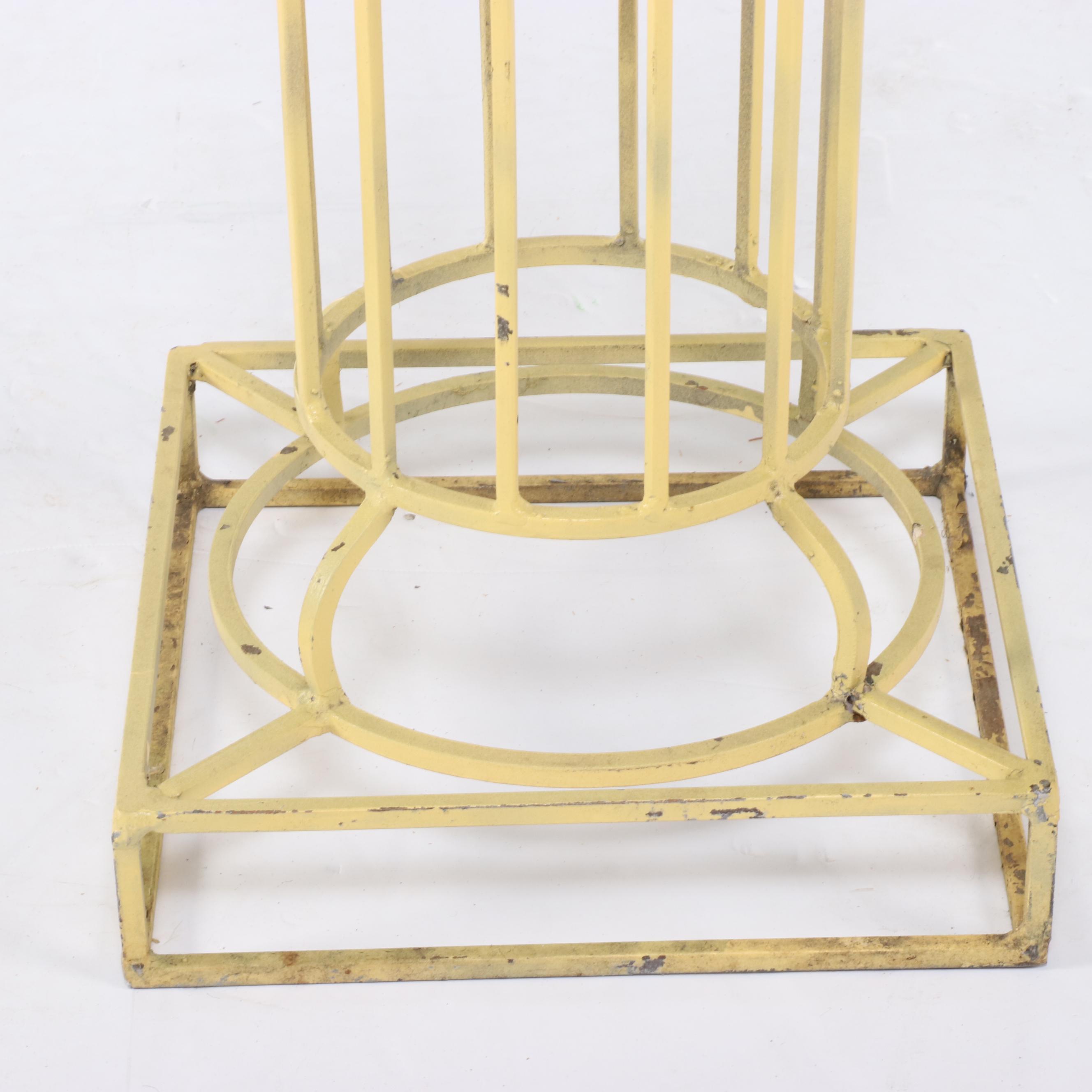 Neoclassical Style Yellow-Painted Iron Columnar Plant Stand