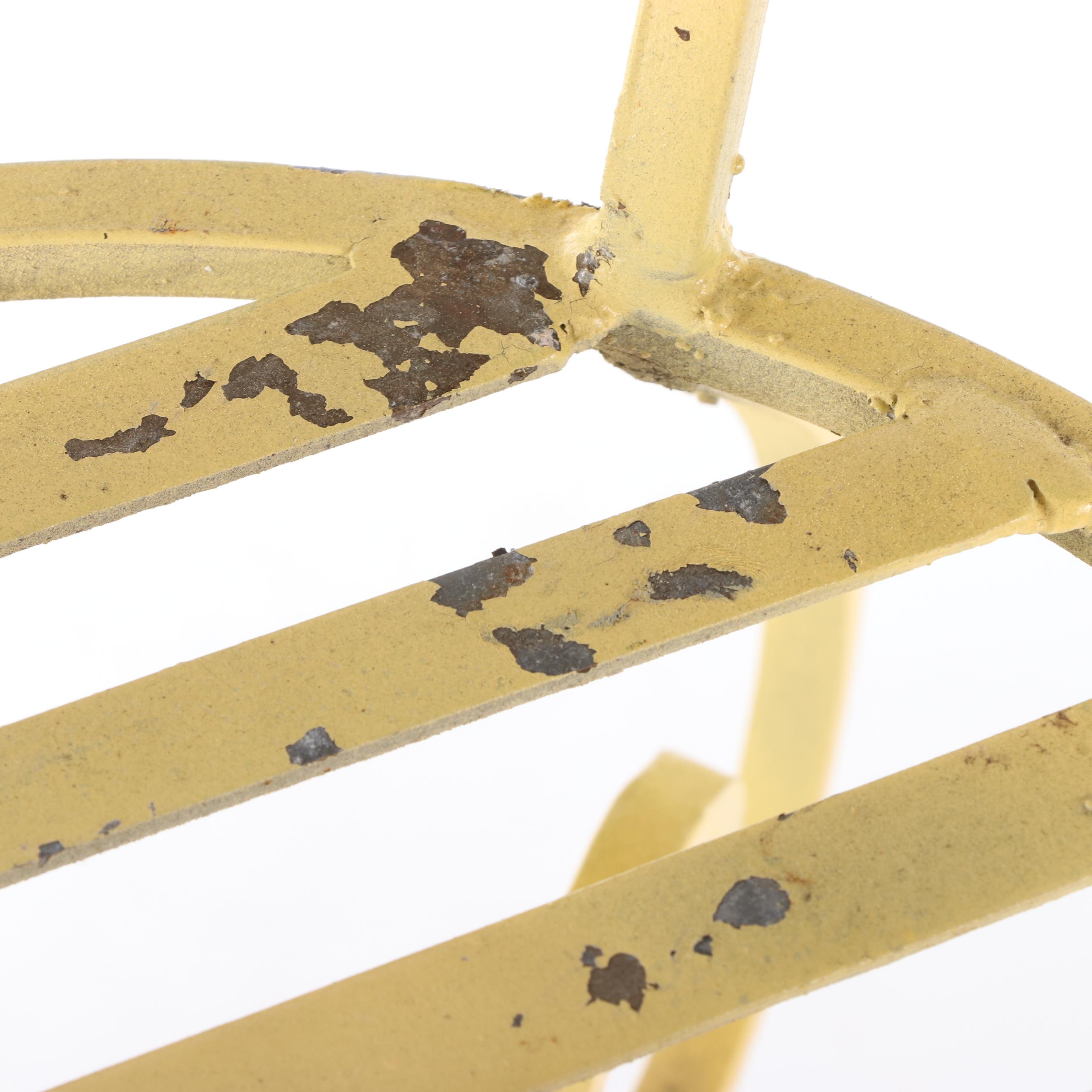 Neoclassical Style Yellow-Painted Iron Columnar Plant Stand