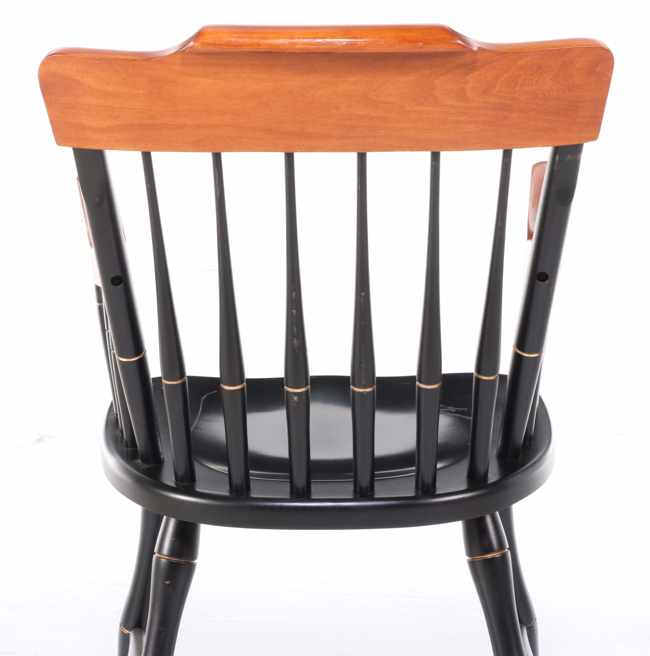 Standard Chair of Gardner Parcel-Ebonized and Gilt-Decorated Windsor Armchair