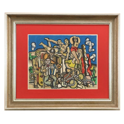 Fernand Léger Lithograph "Acrobats and Musicians," 1960