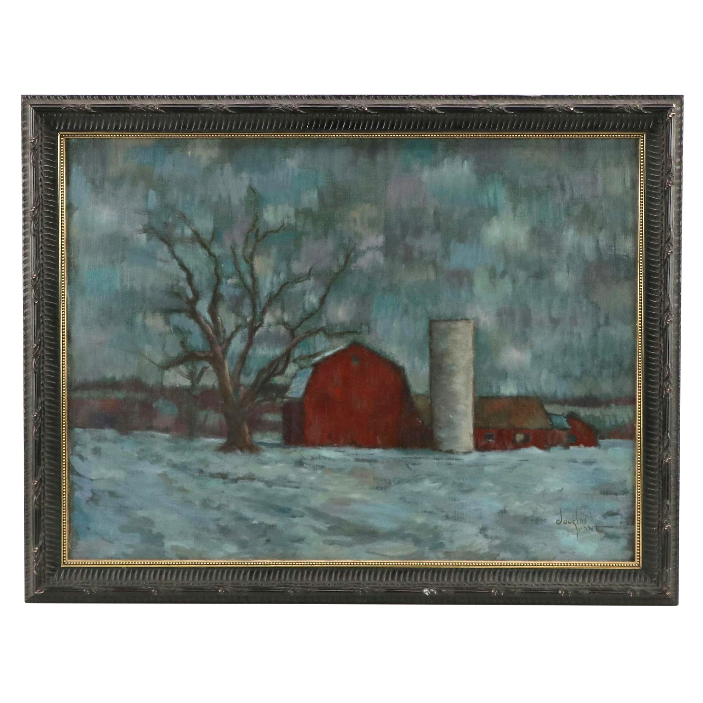 Douglas Grant Oil Painting of Farm Landscape with Barn