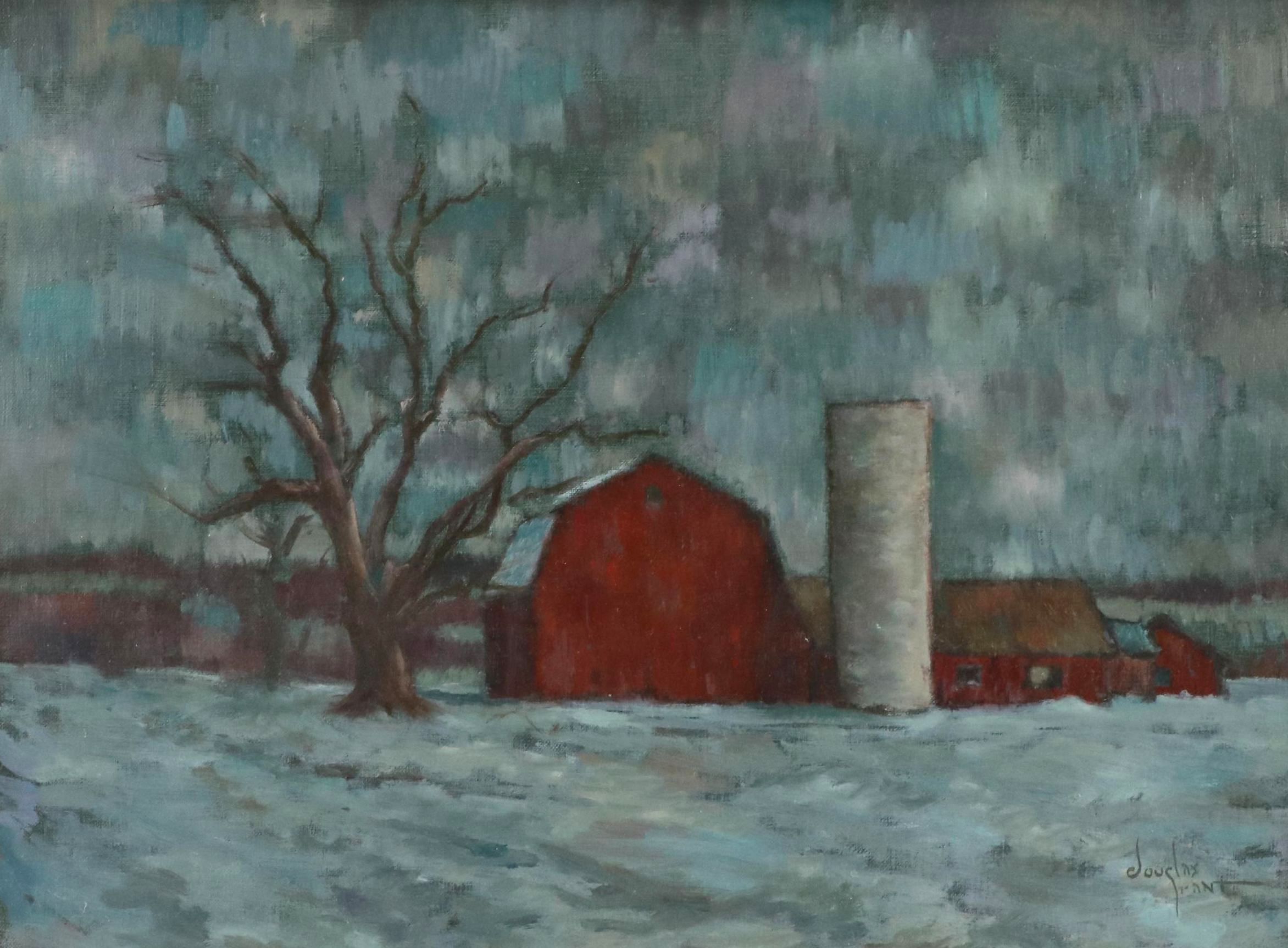 Douglas Grant Oil Painting of Farm Landscape with Barn