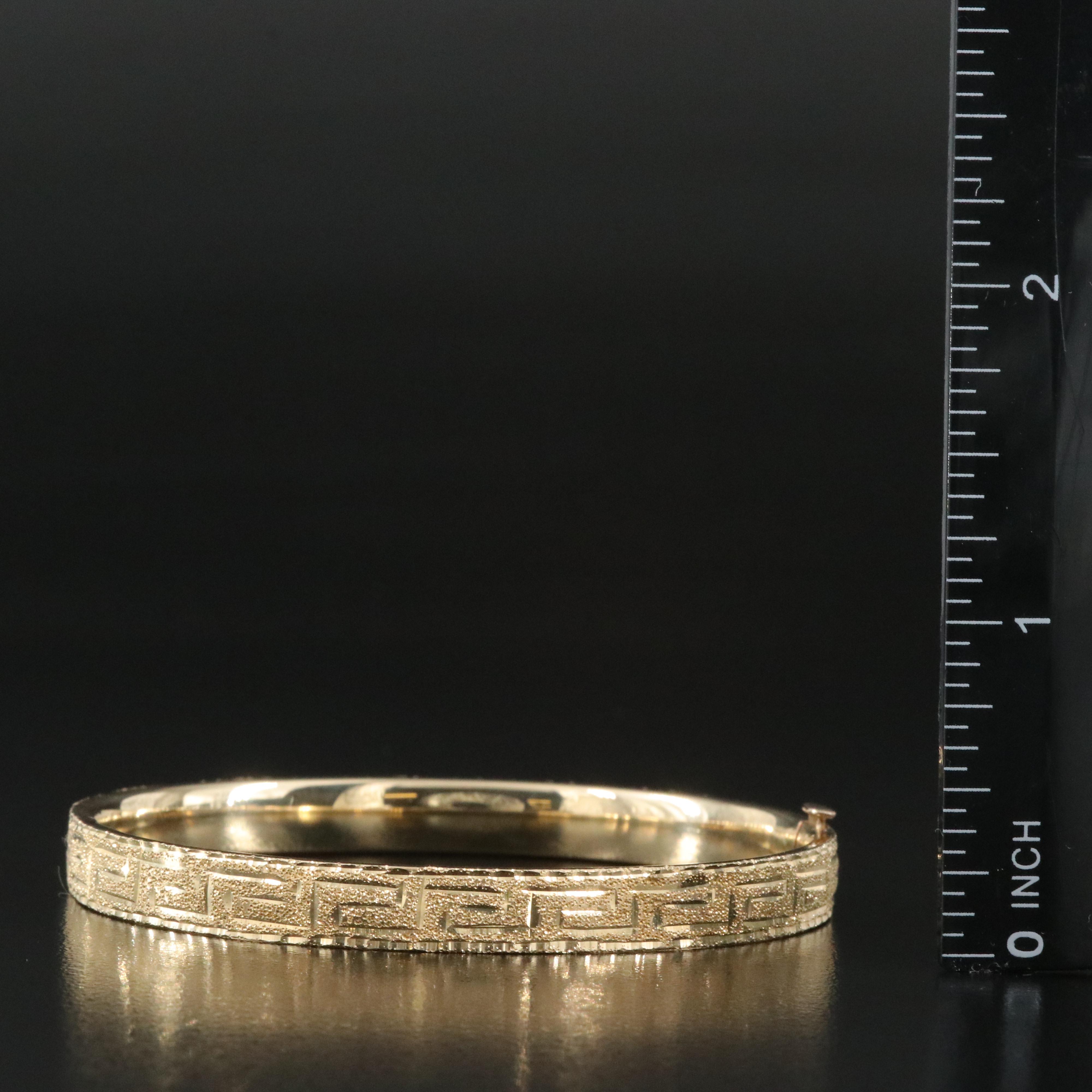 14K Greek Key Hinged Bangle