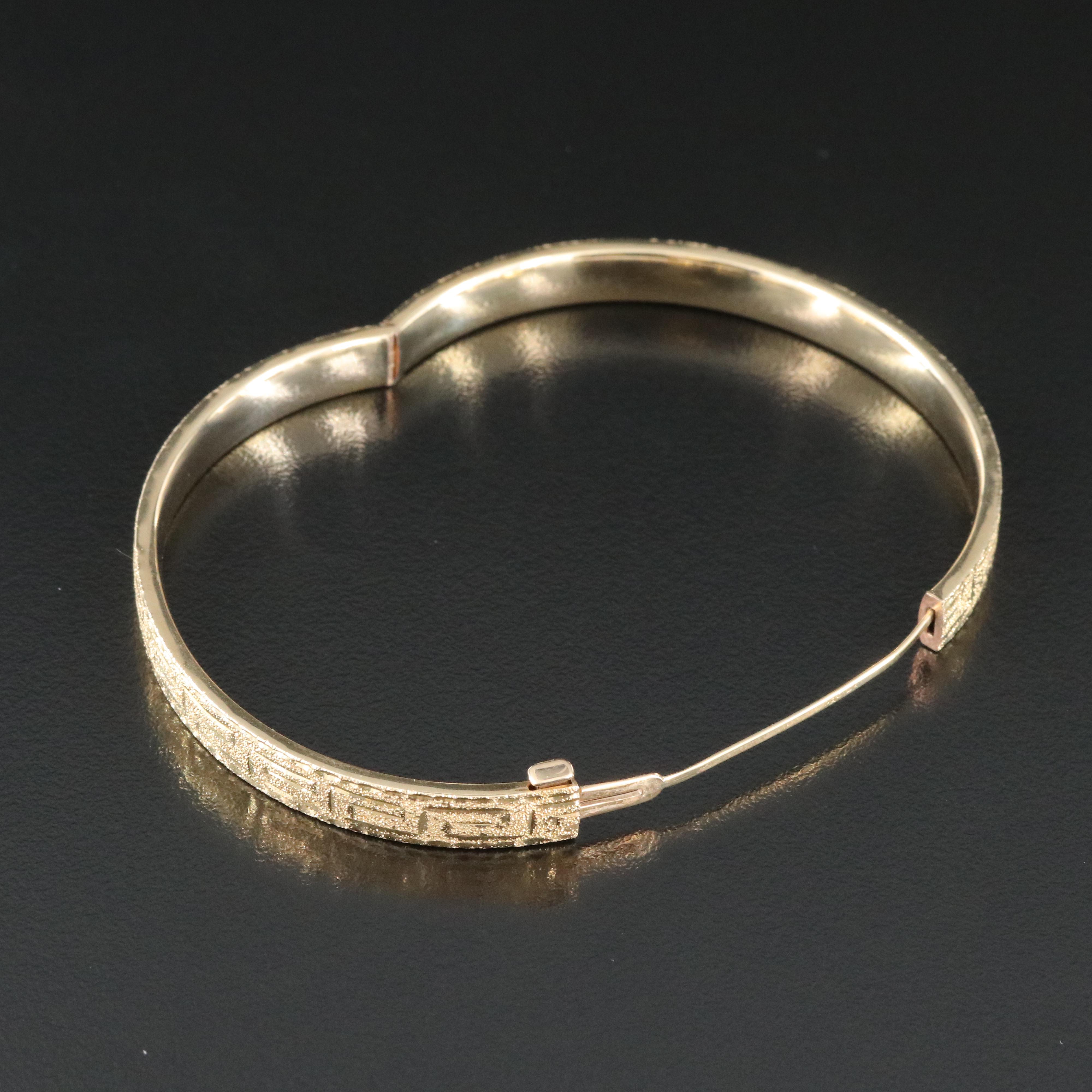 14K Greek Key Hinged Bangle