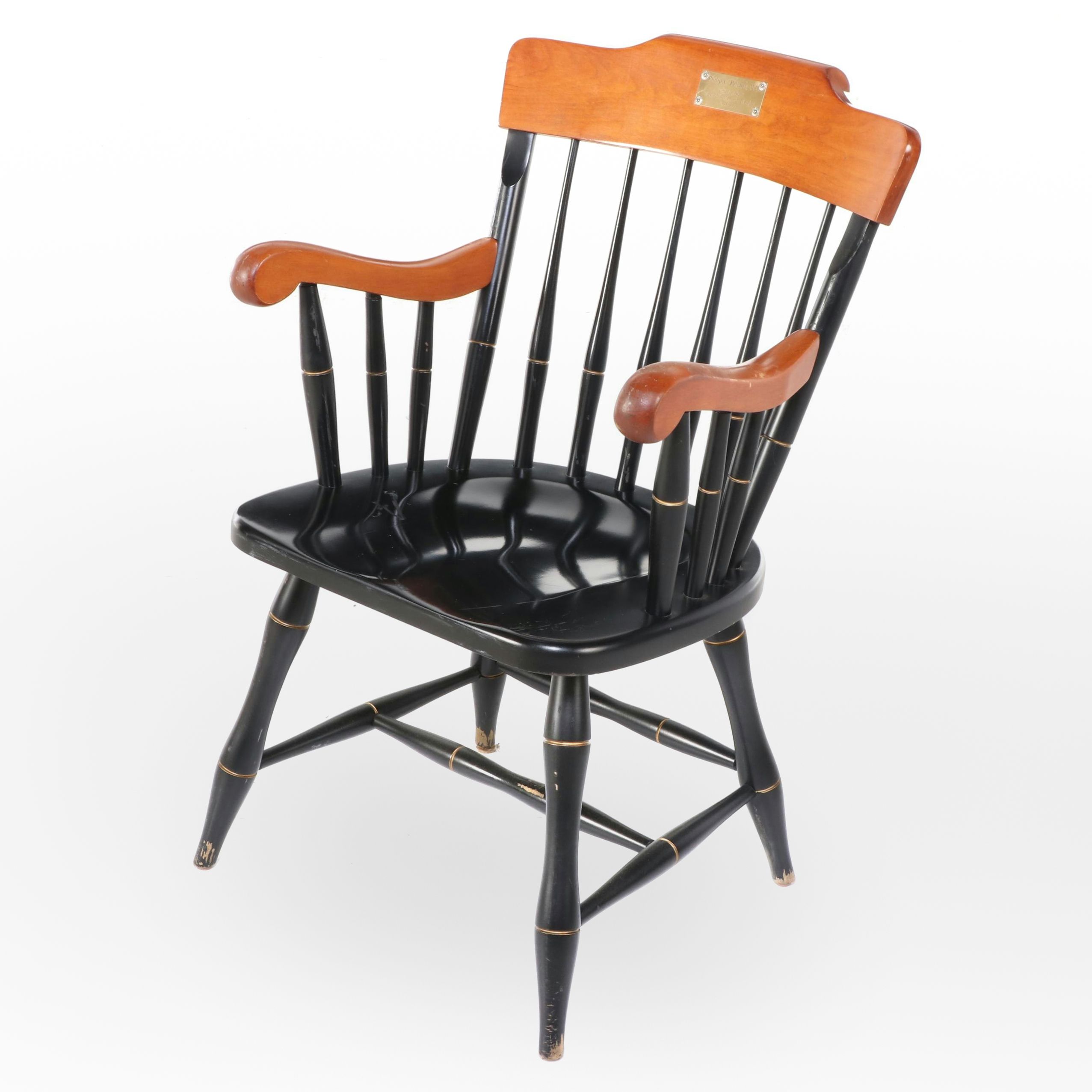 Standard Chair of Gardner Parcel-Ebonized and Gilt-Decorated Windsor Armchair