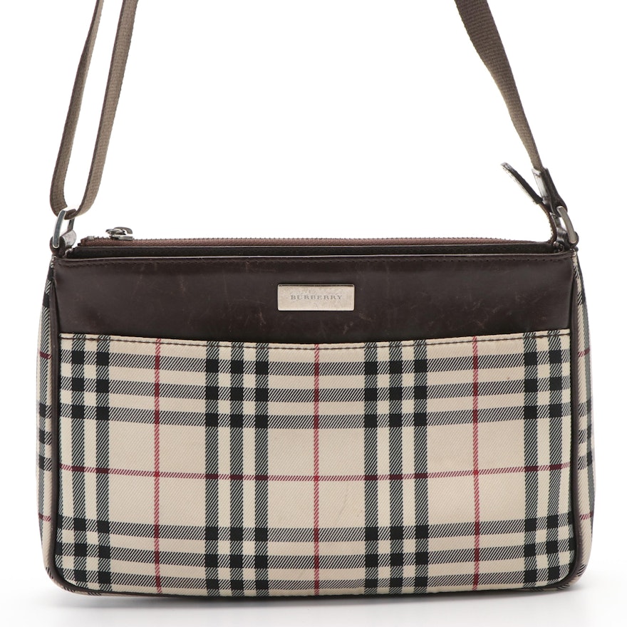 Burberry House Check Canvas and Leather Shoulder Bag
