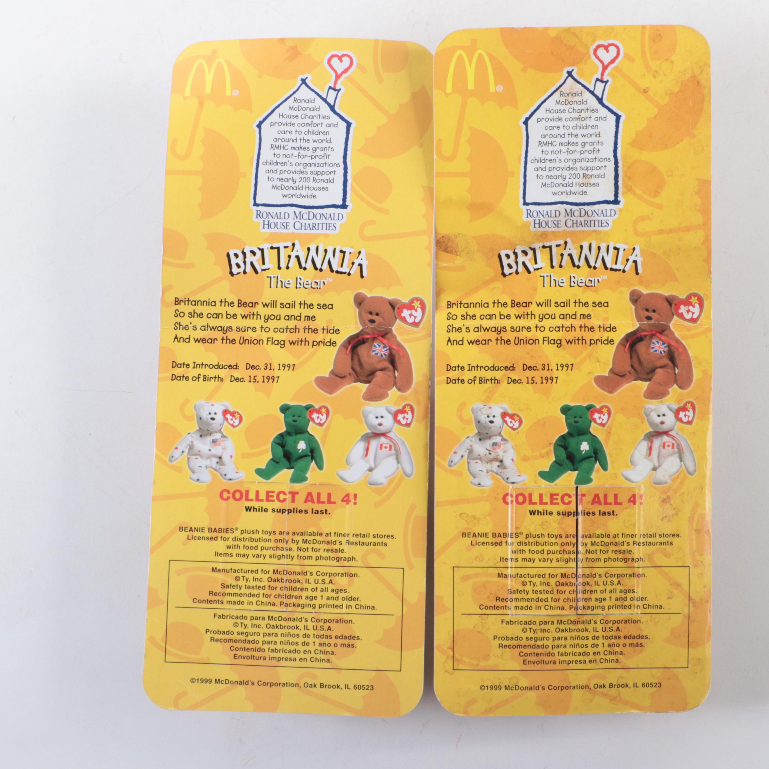 Ty Inc. Beanie Babies for McDonald's "Maple", "Glory", "Britannia" Stuffed Bears