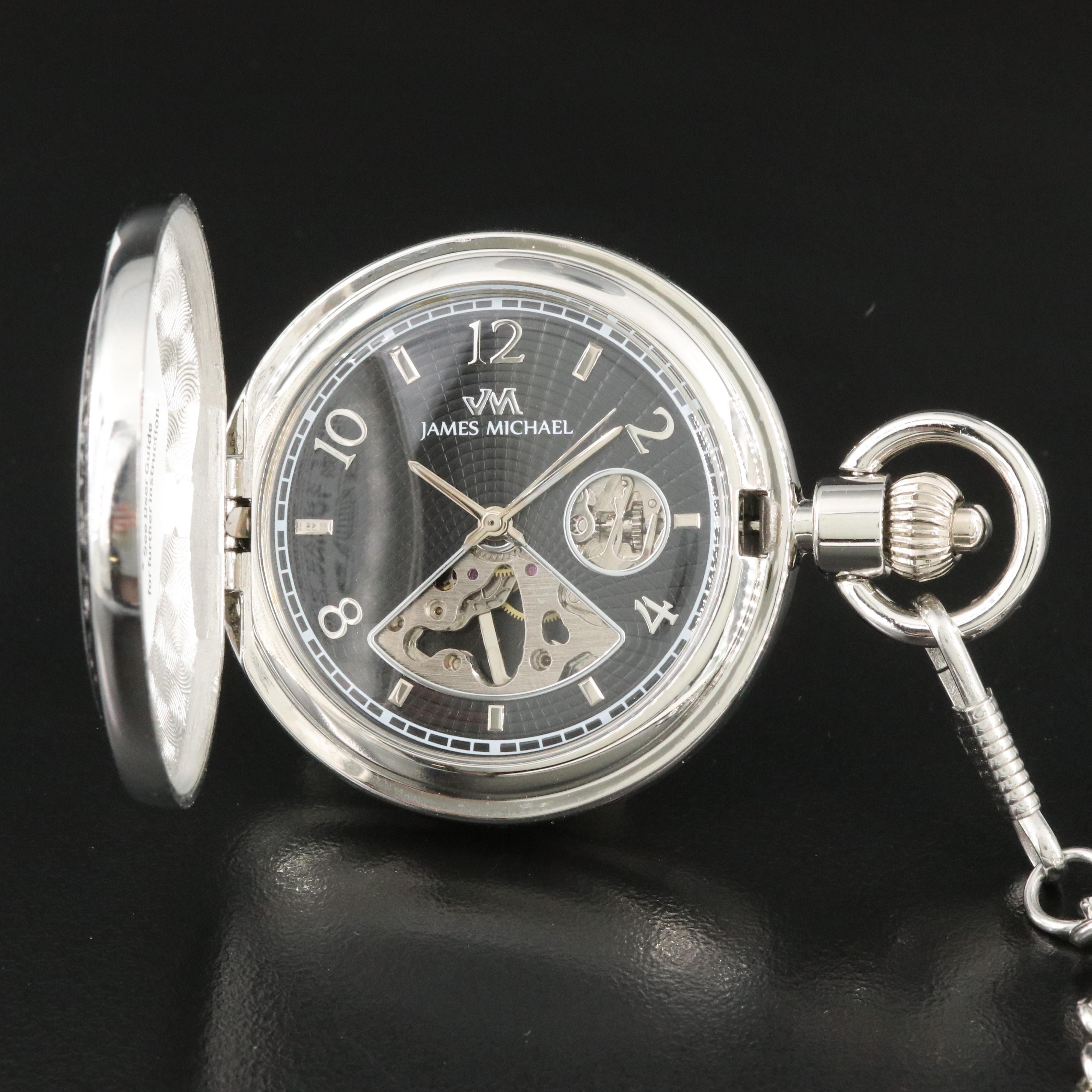James Michael Skeleton Dial Pocket Watch