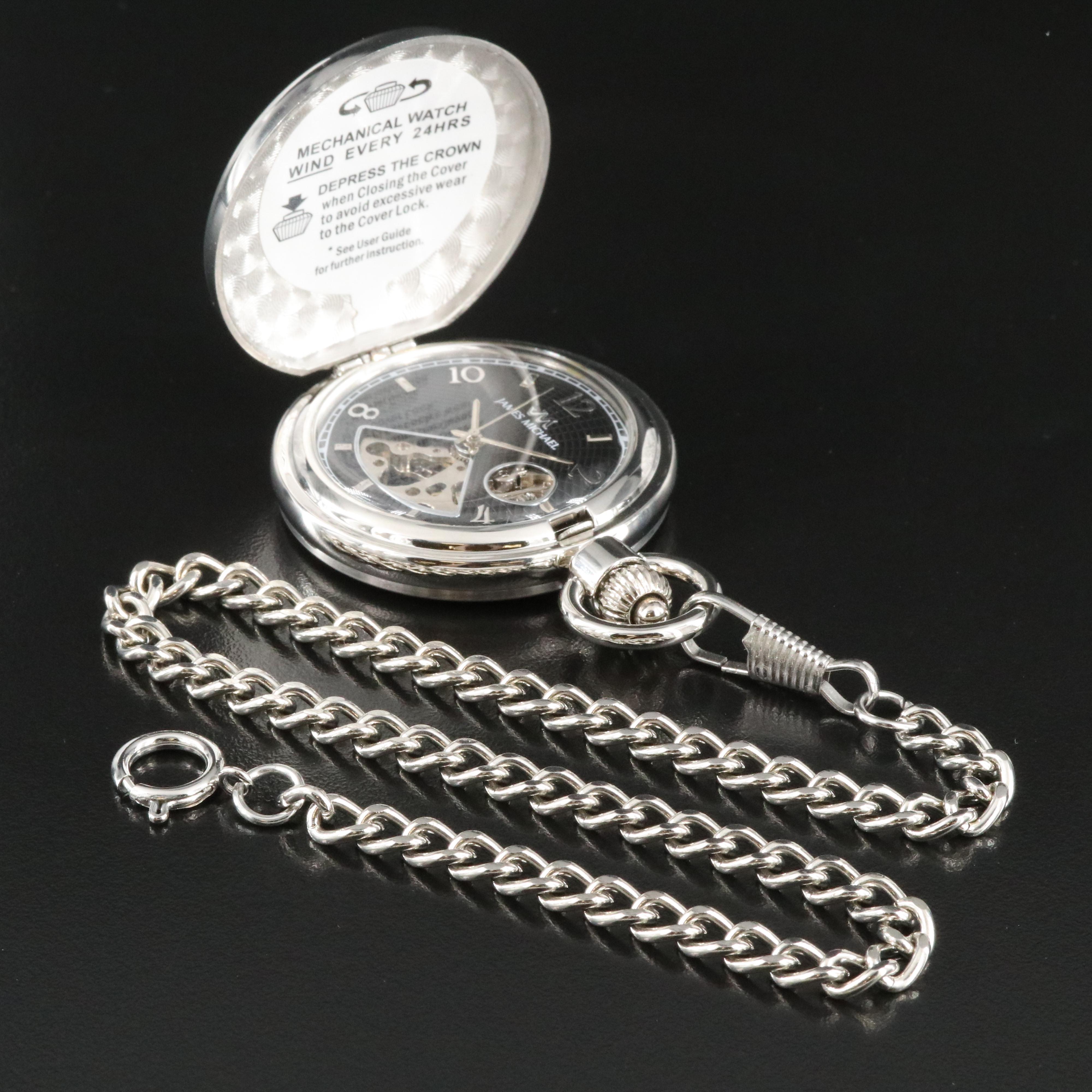 James Michael Skeleton Dial Pocket Watch