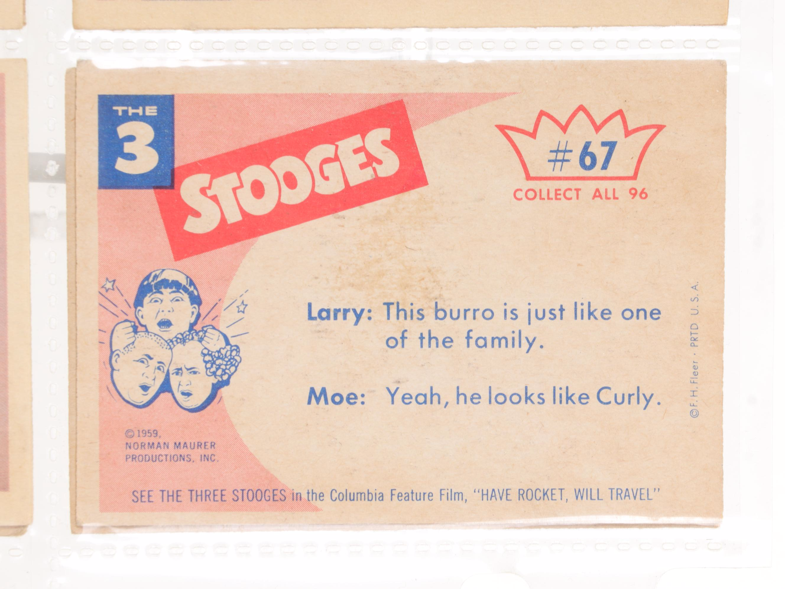 Three Stooges Trading Cards, 1959