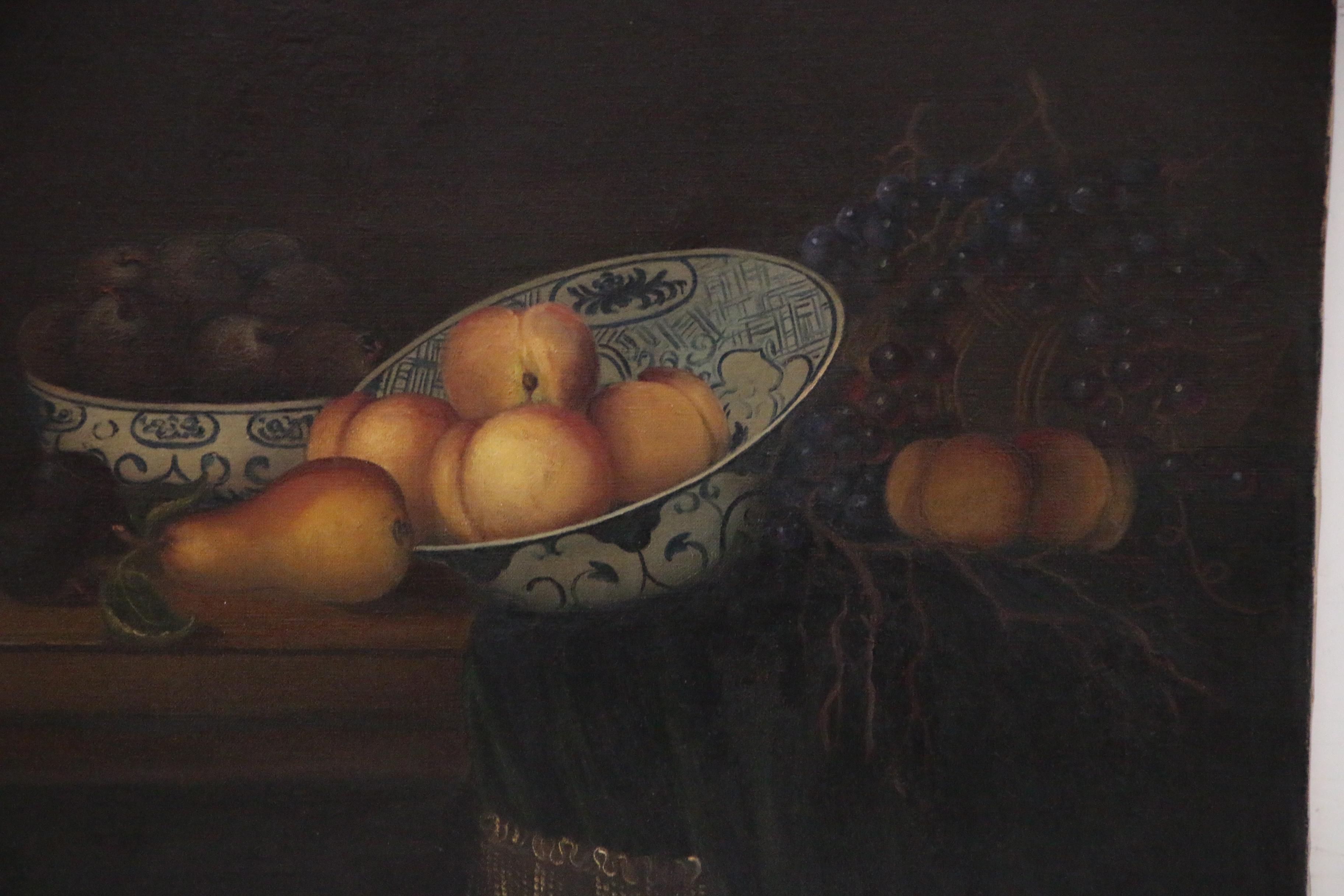 Dutch Golden Age Style Still Life with Peaches Oil Painting, Late 19th Century