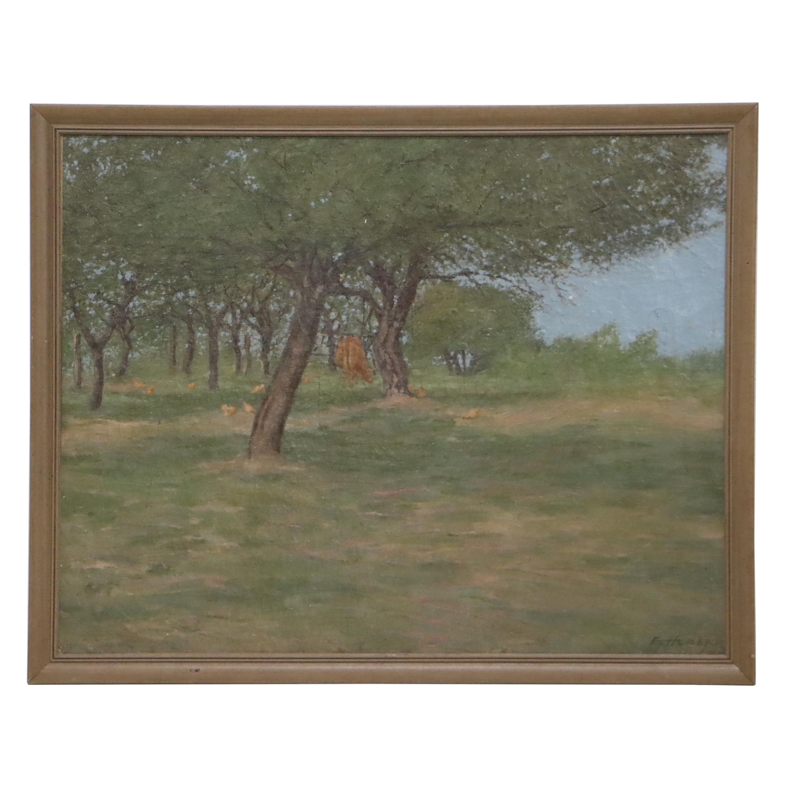 Edward Timothy Hurley Landscape Oil Painting, 1919