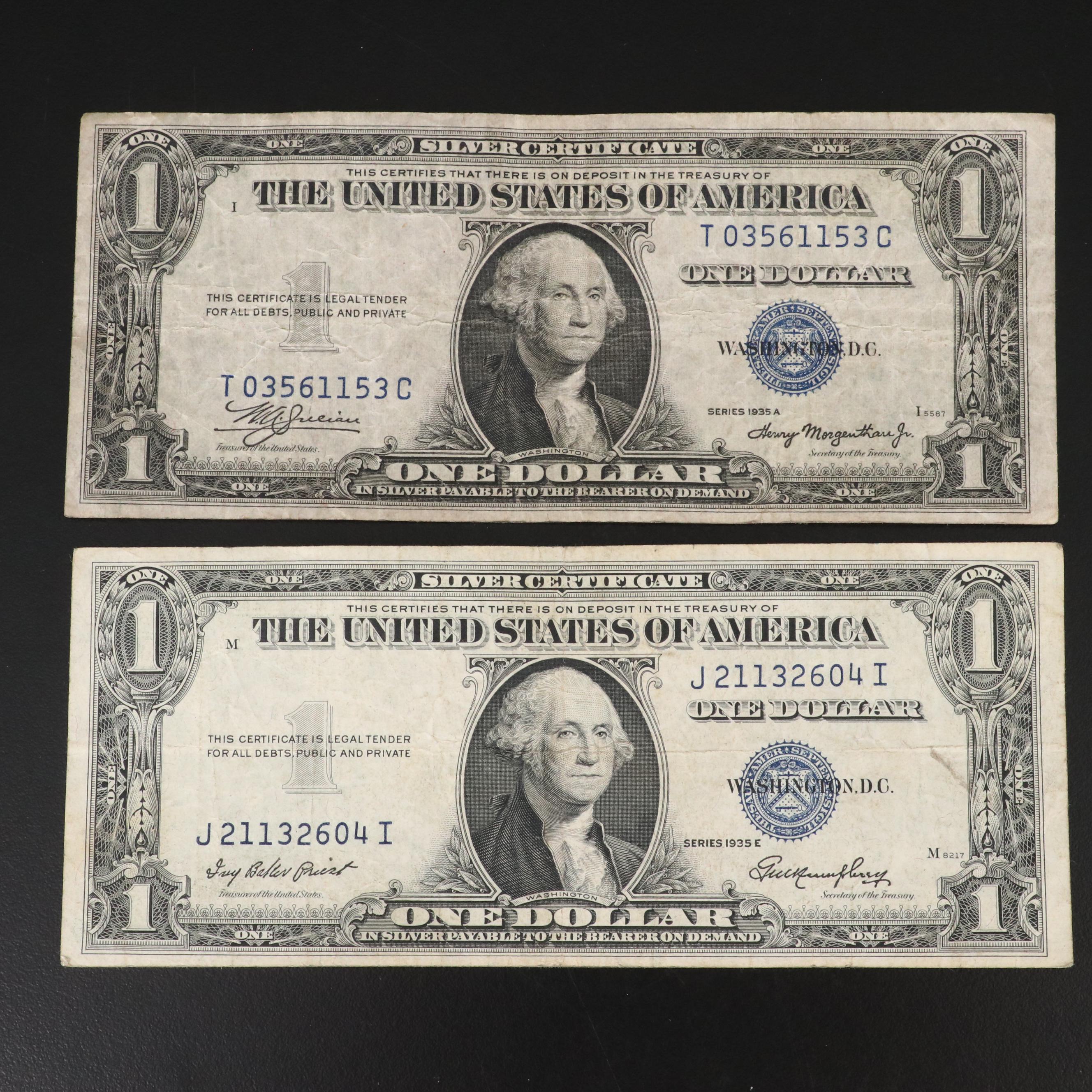 Collection of Twenty-three U.S. Silver Certificates and Two Dollar Notes