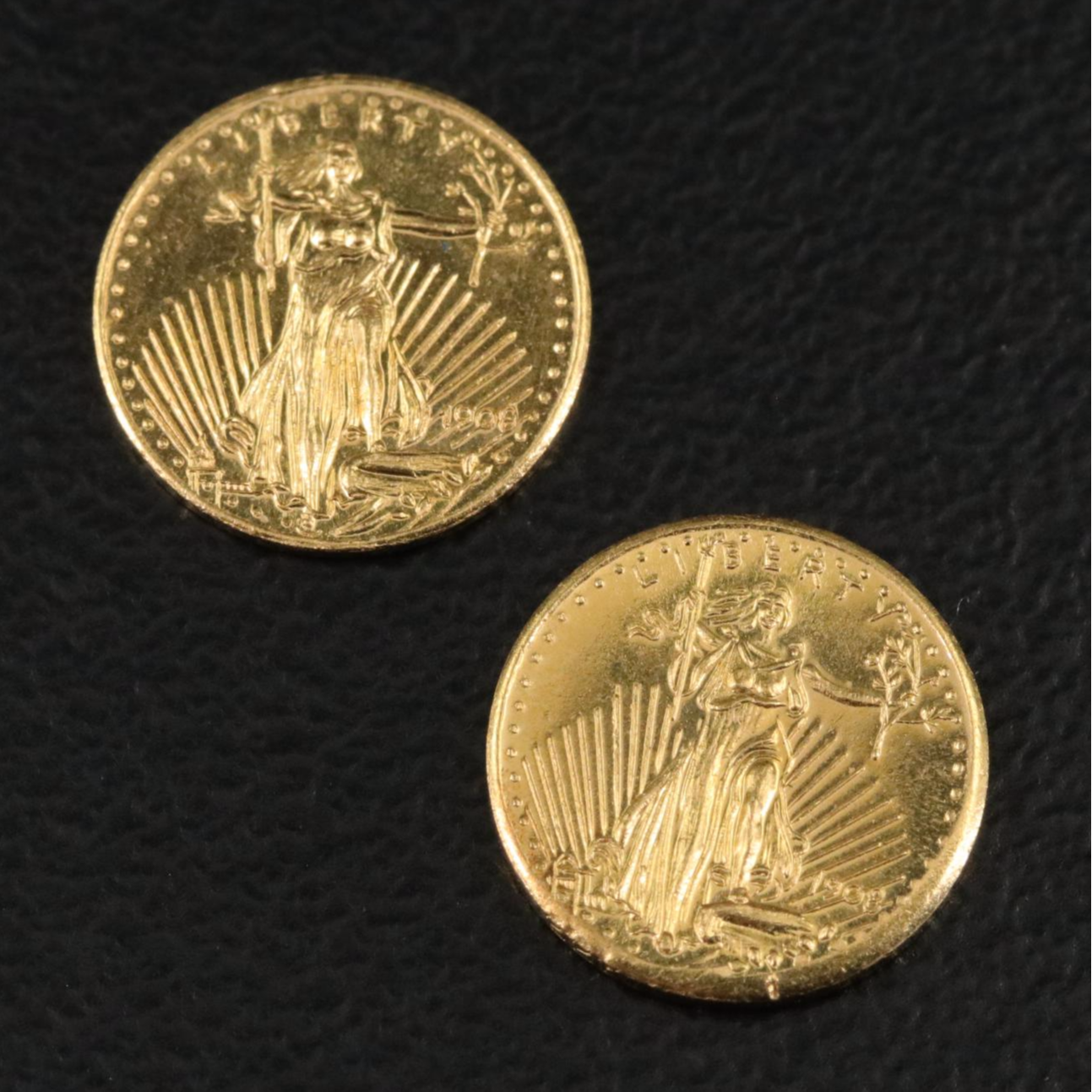 Four Miniature Saint-Gaudens Double Eagle Gold Replica Coins