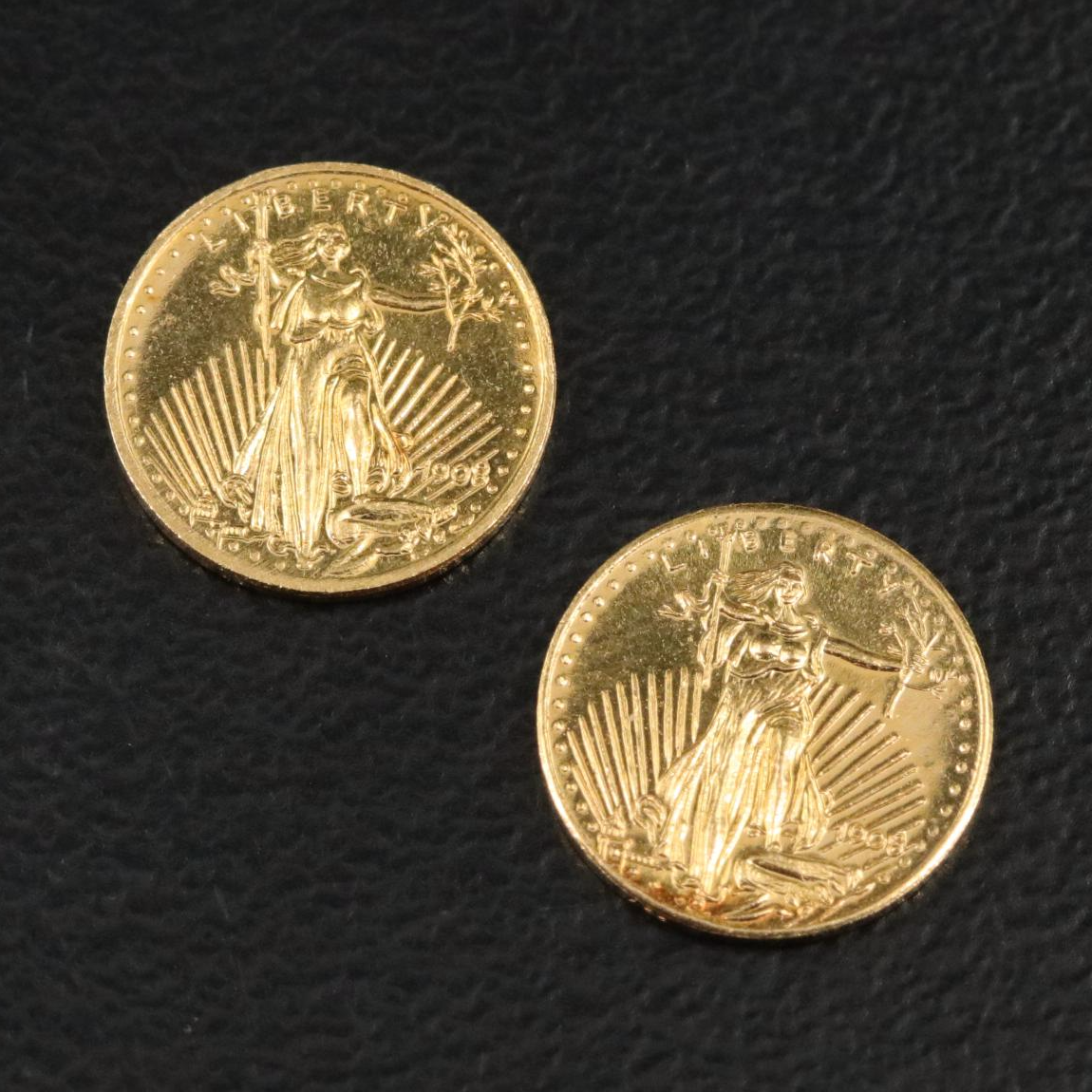 Four Miniature Saint-Gaudens Double Eagle Gold Replica Coins