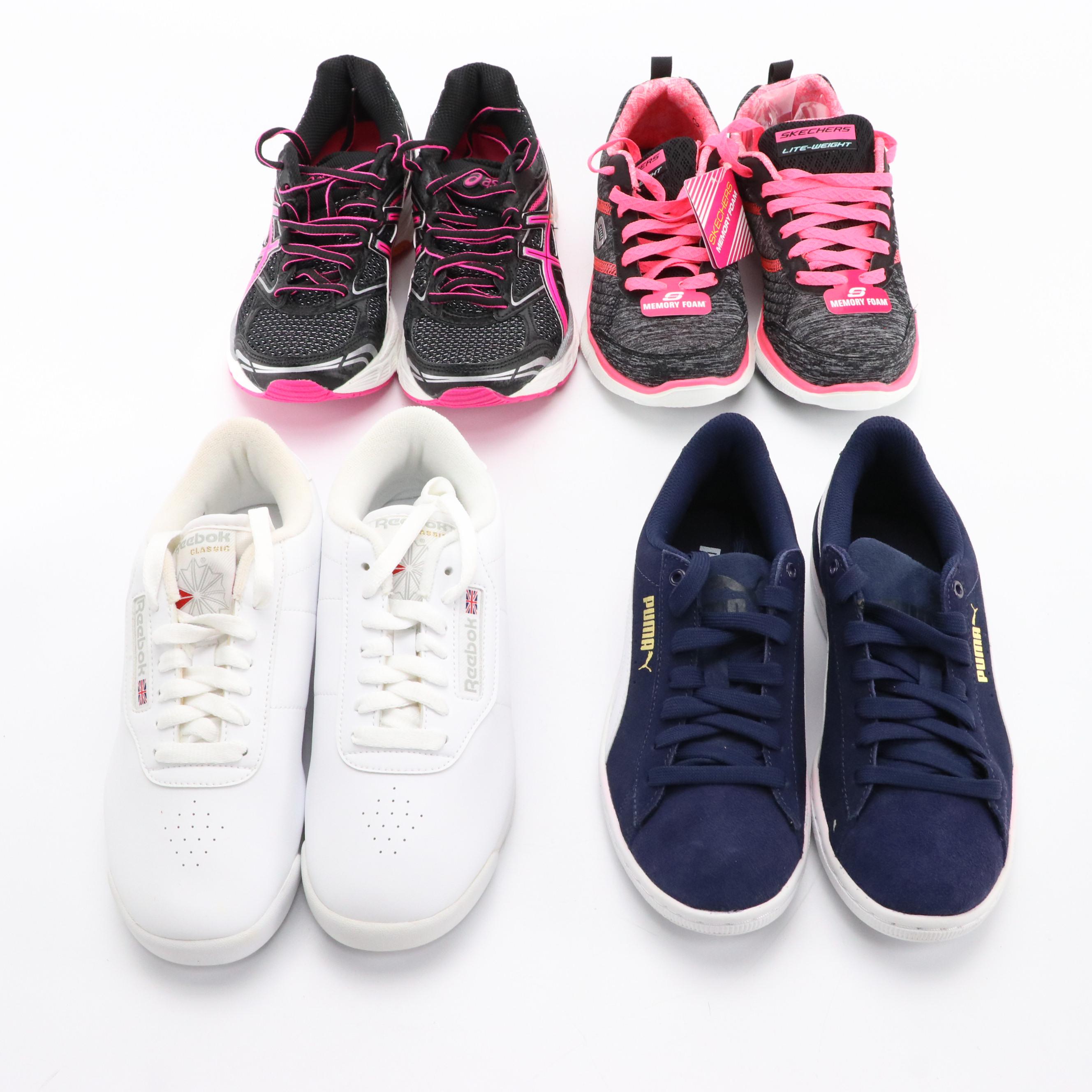 Puma, Reebok, Asics, and Skechers Sneakers with Boxes