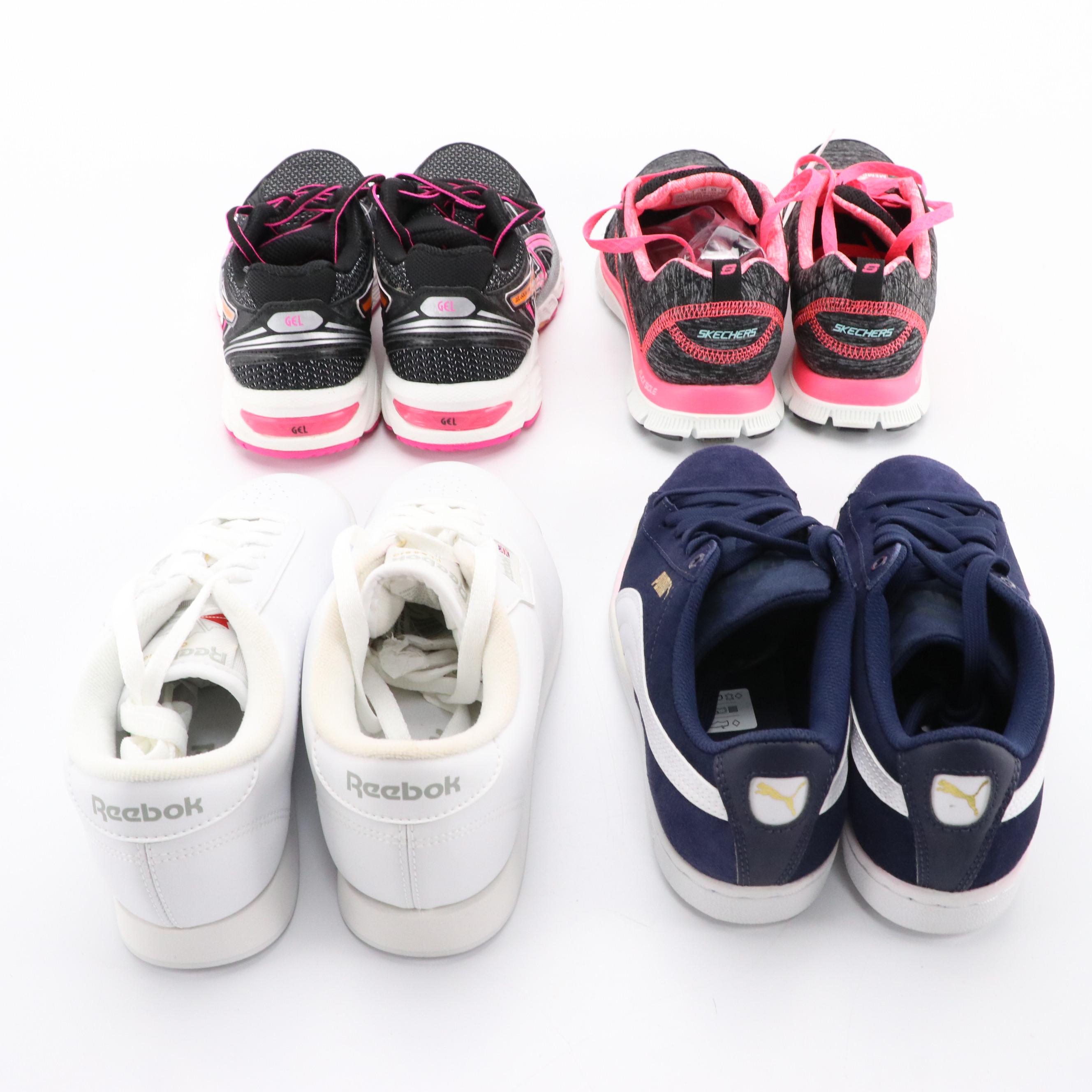 Puma, Reebok, Asics, and Skechers Sneakers with Boxes
