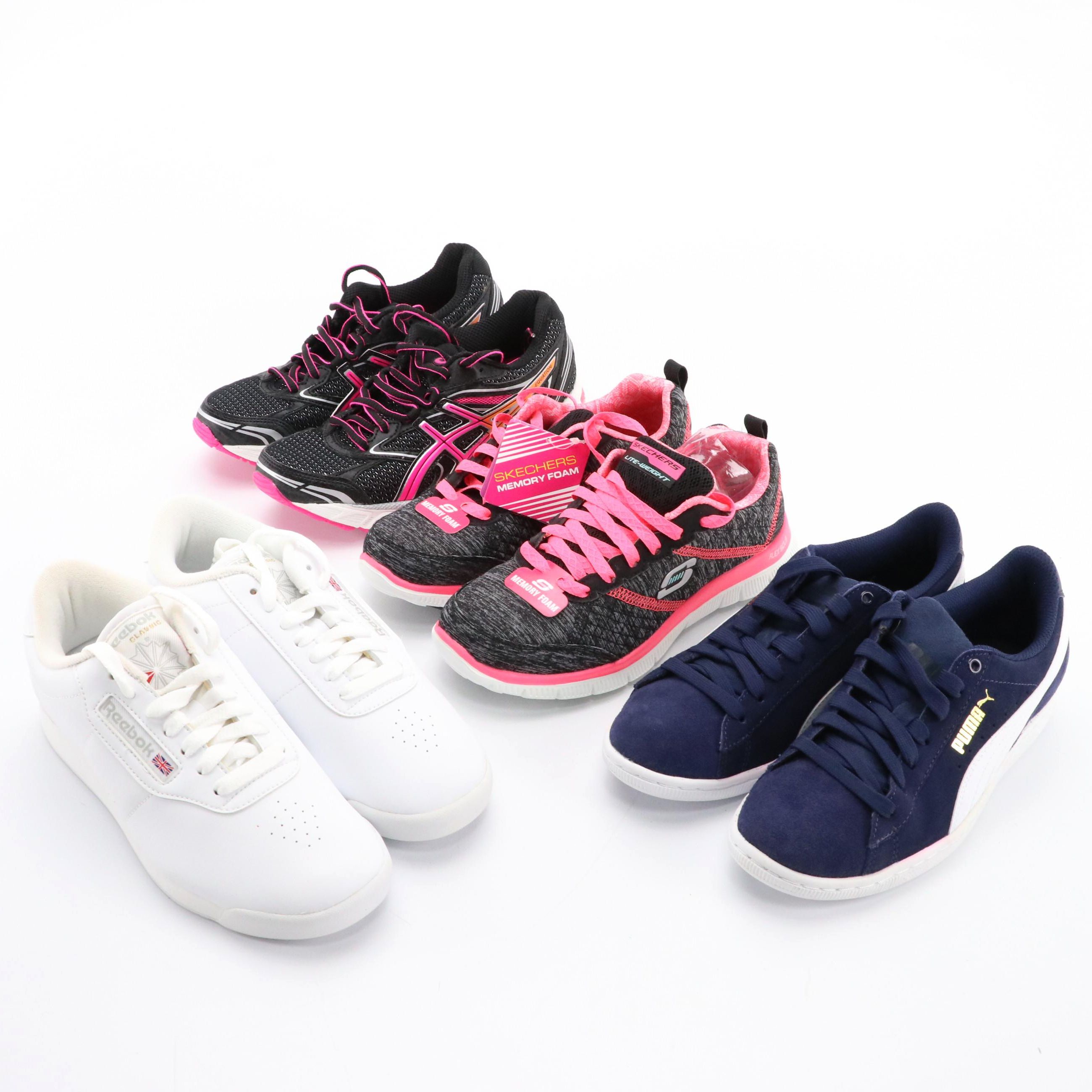 Puma, Reebok, Asics, and Skechers Sneakers with Boxes