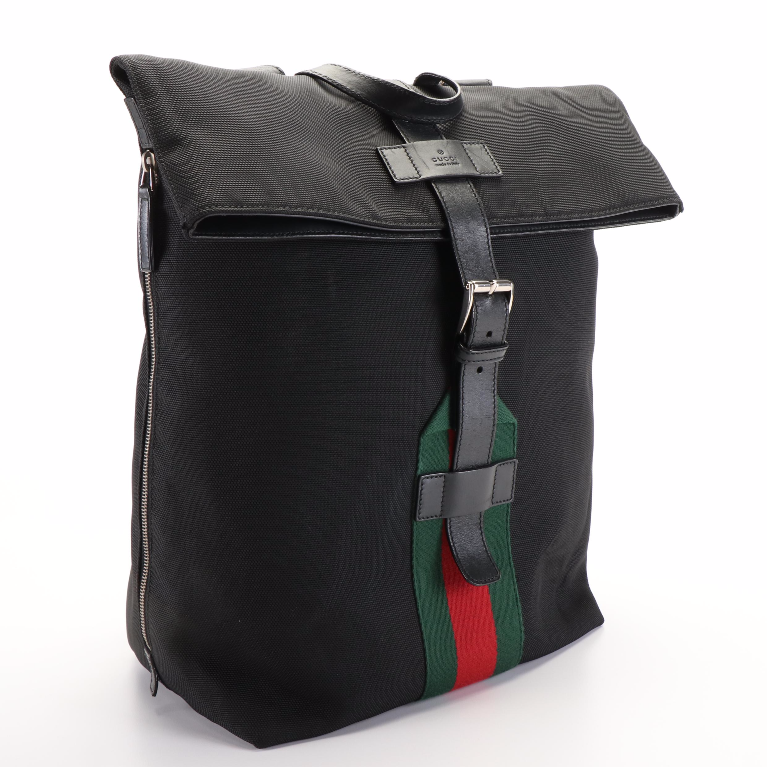 Gucci Sherry Line Backpack in Black Techno Canvas