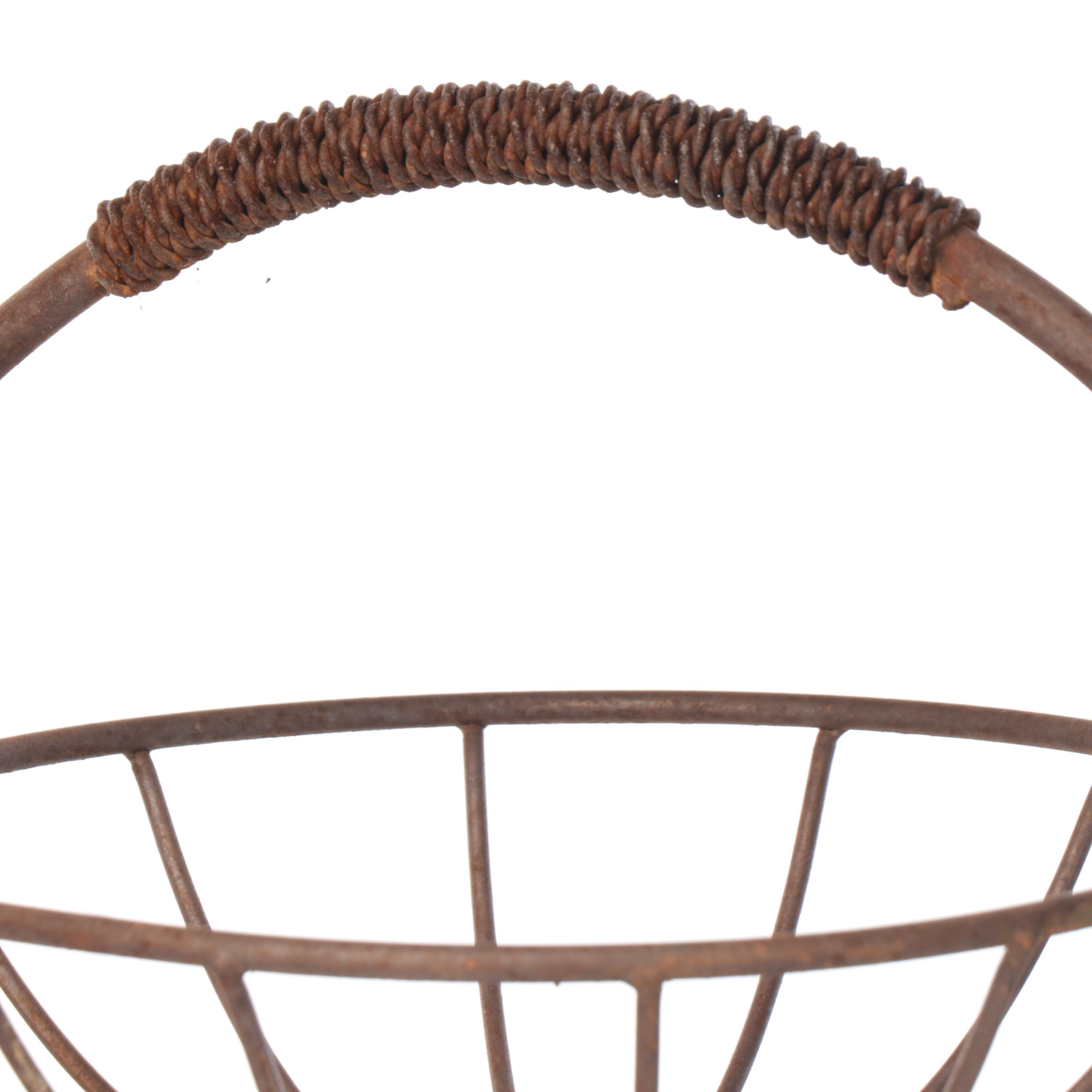 Wicker and Bentwood Picnic Basket with Tiered Wire Fruit Stand, Late 20th C.