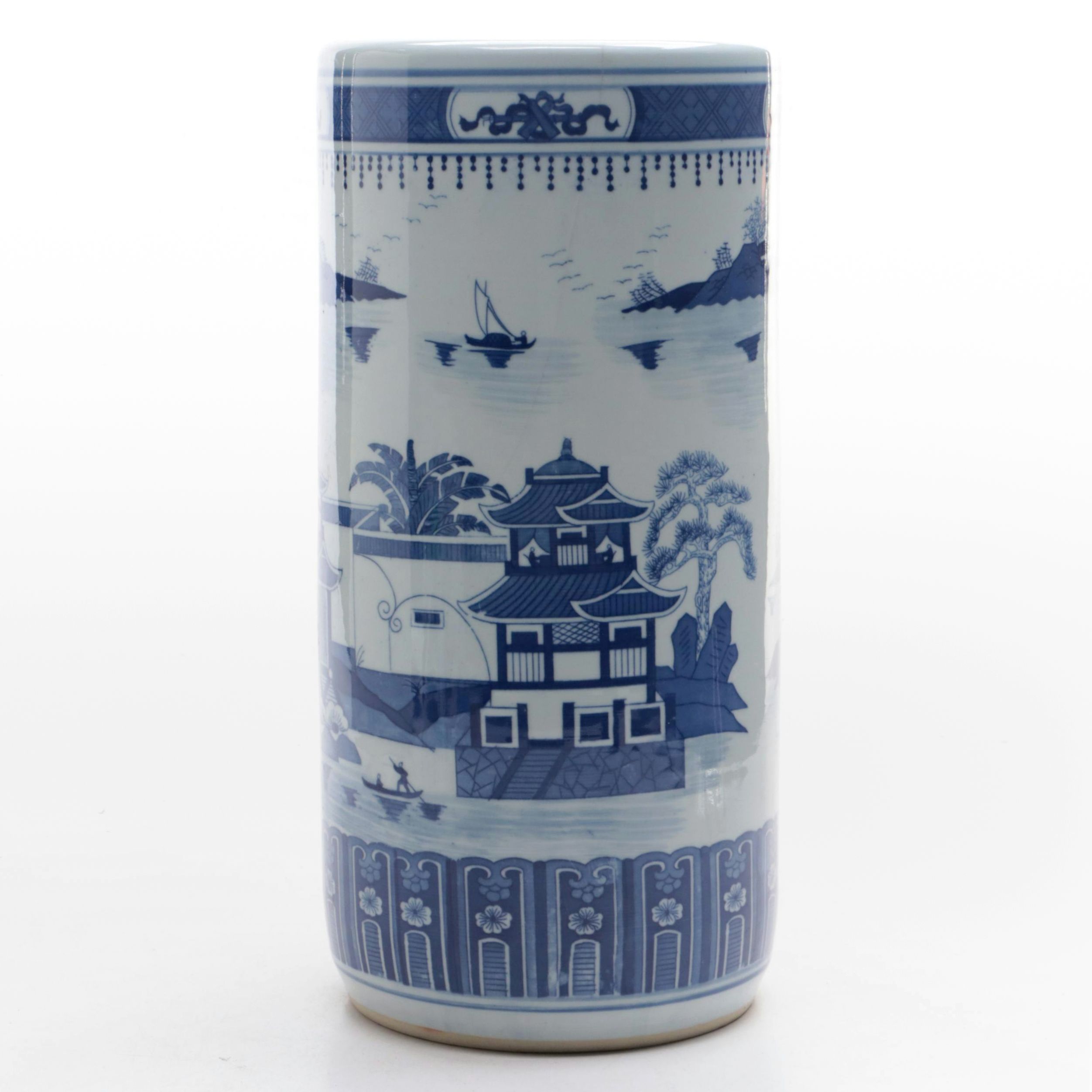 Chinese Blue and White Porcelain Umbrella Stand
