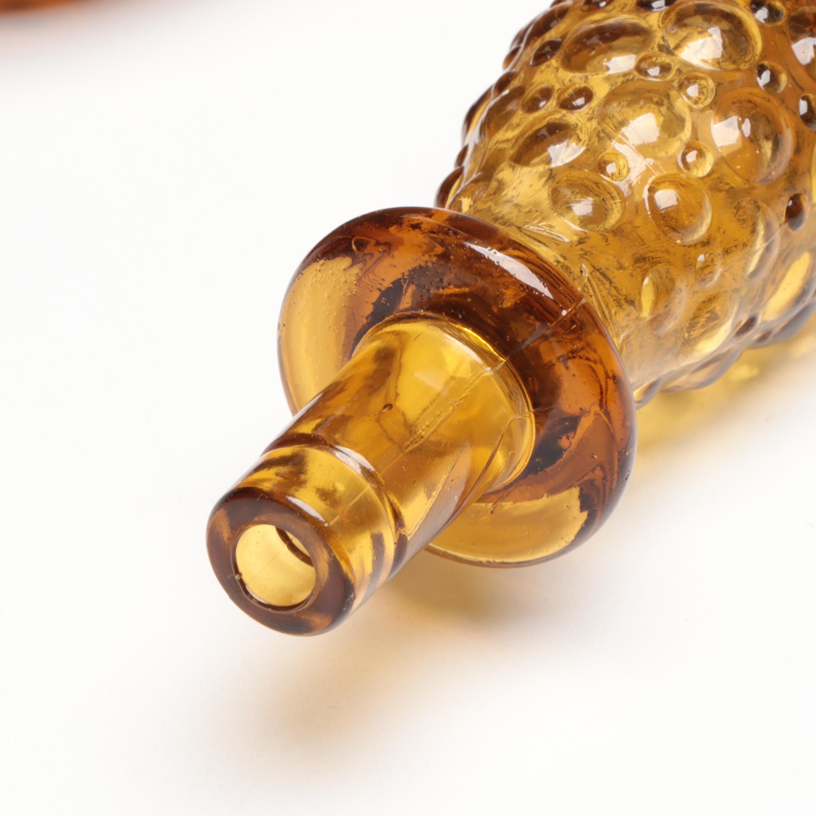 Suspended Bubble with Other Amber Glass Vases and Decanter