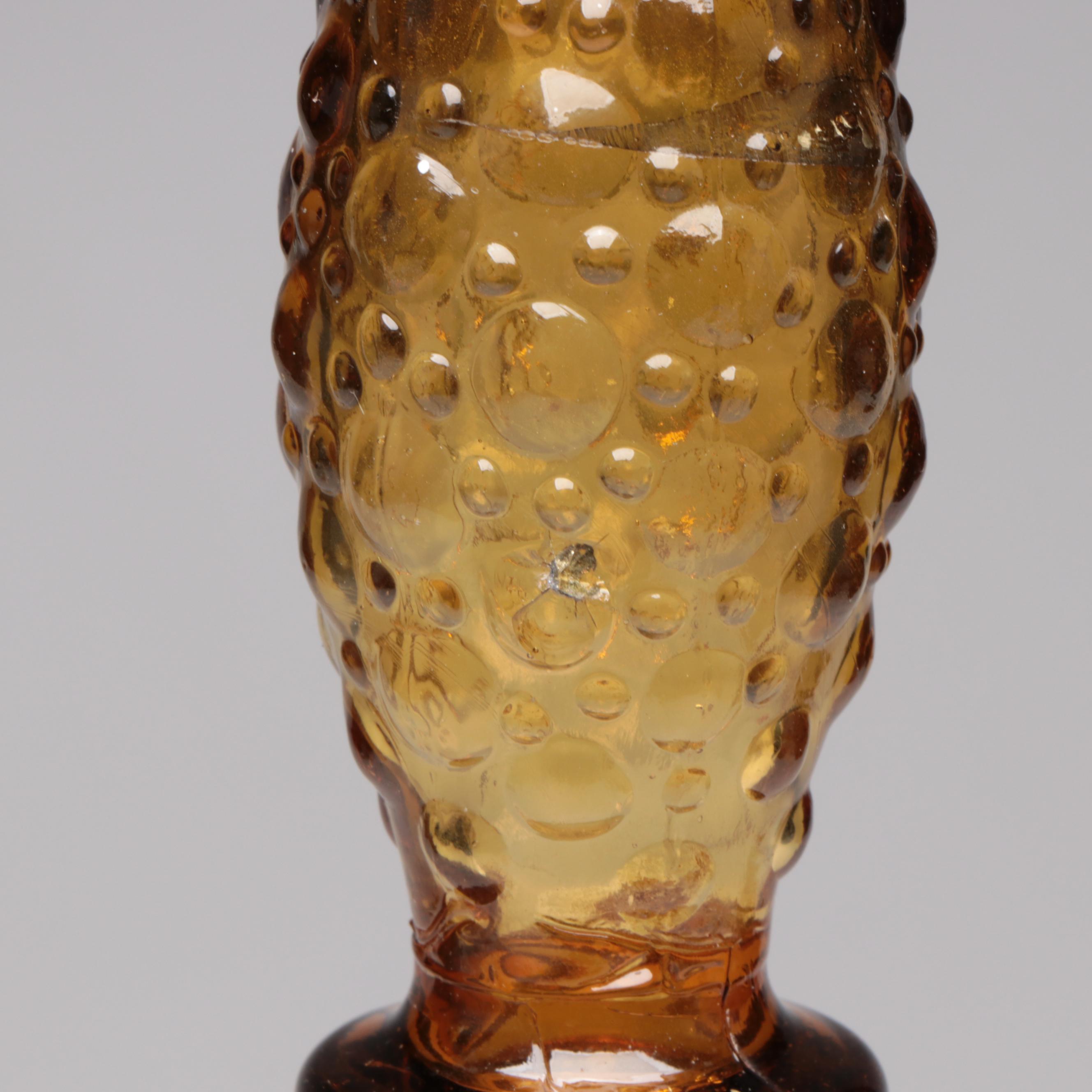 Suspended Bubble with Other Amber Glass Vases and Decanter