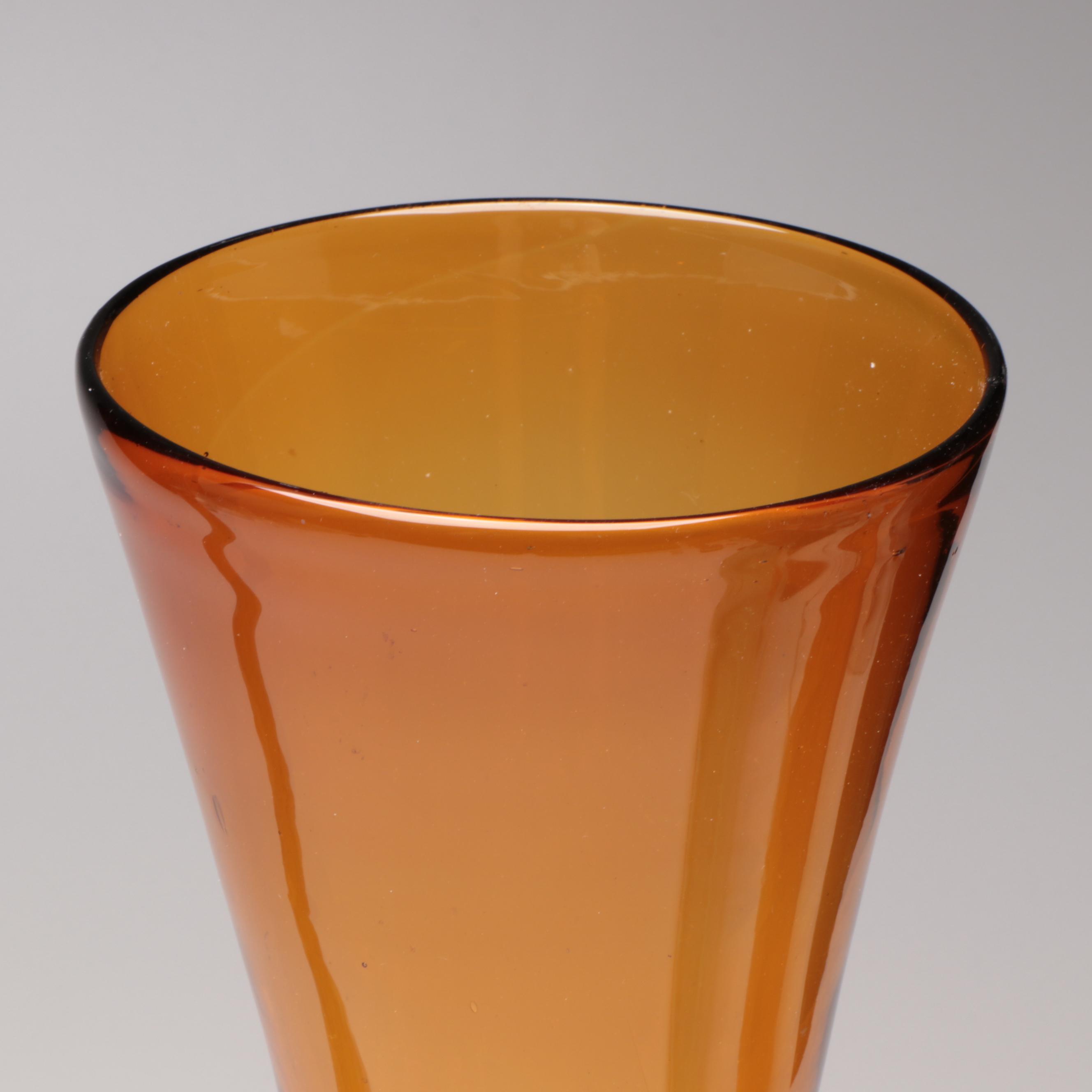 Suspended Bubble with Other Amber Glass Vases and Decanter