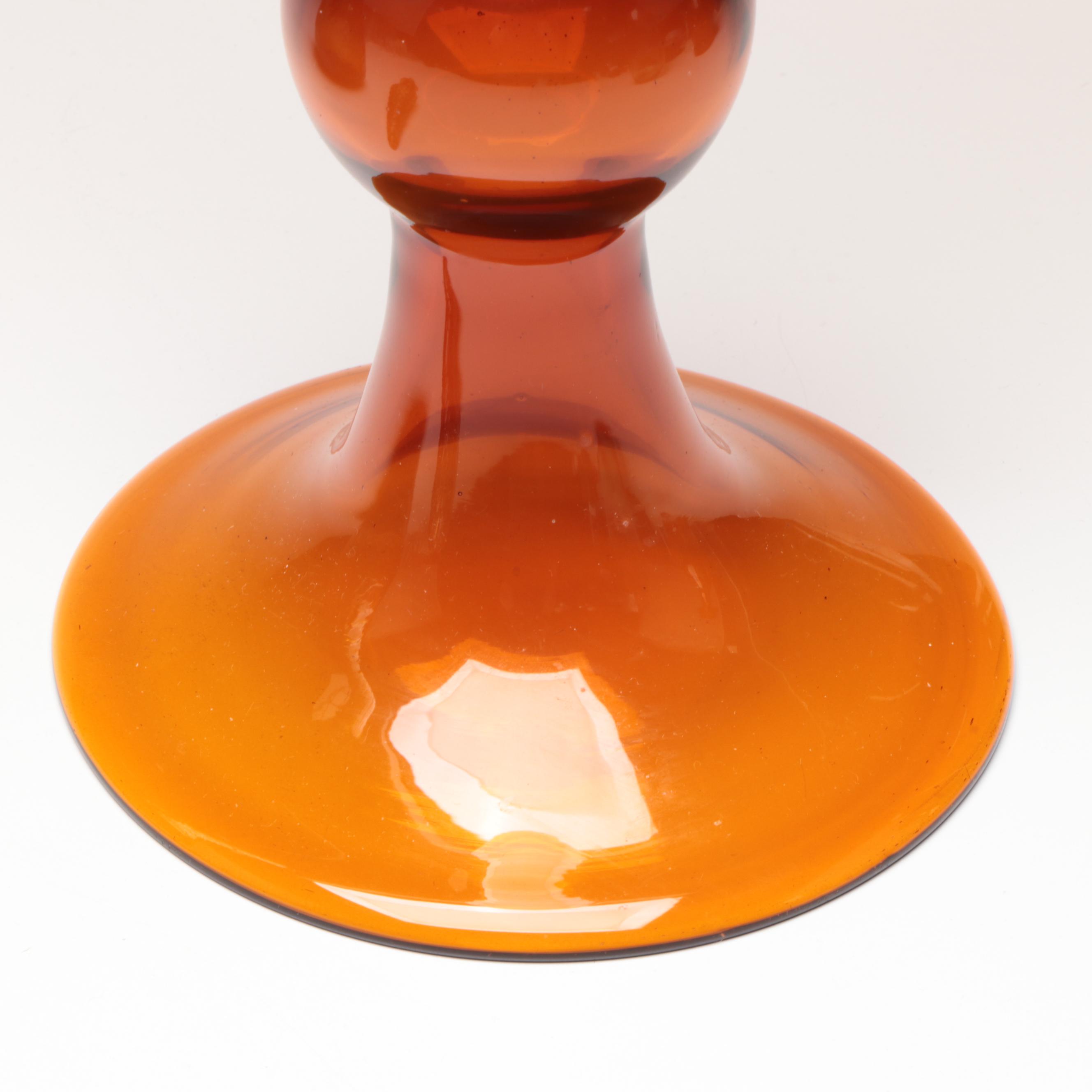 Suspended Bubble with Other Amber Glass Vases and Decanter