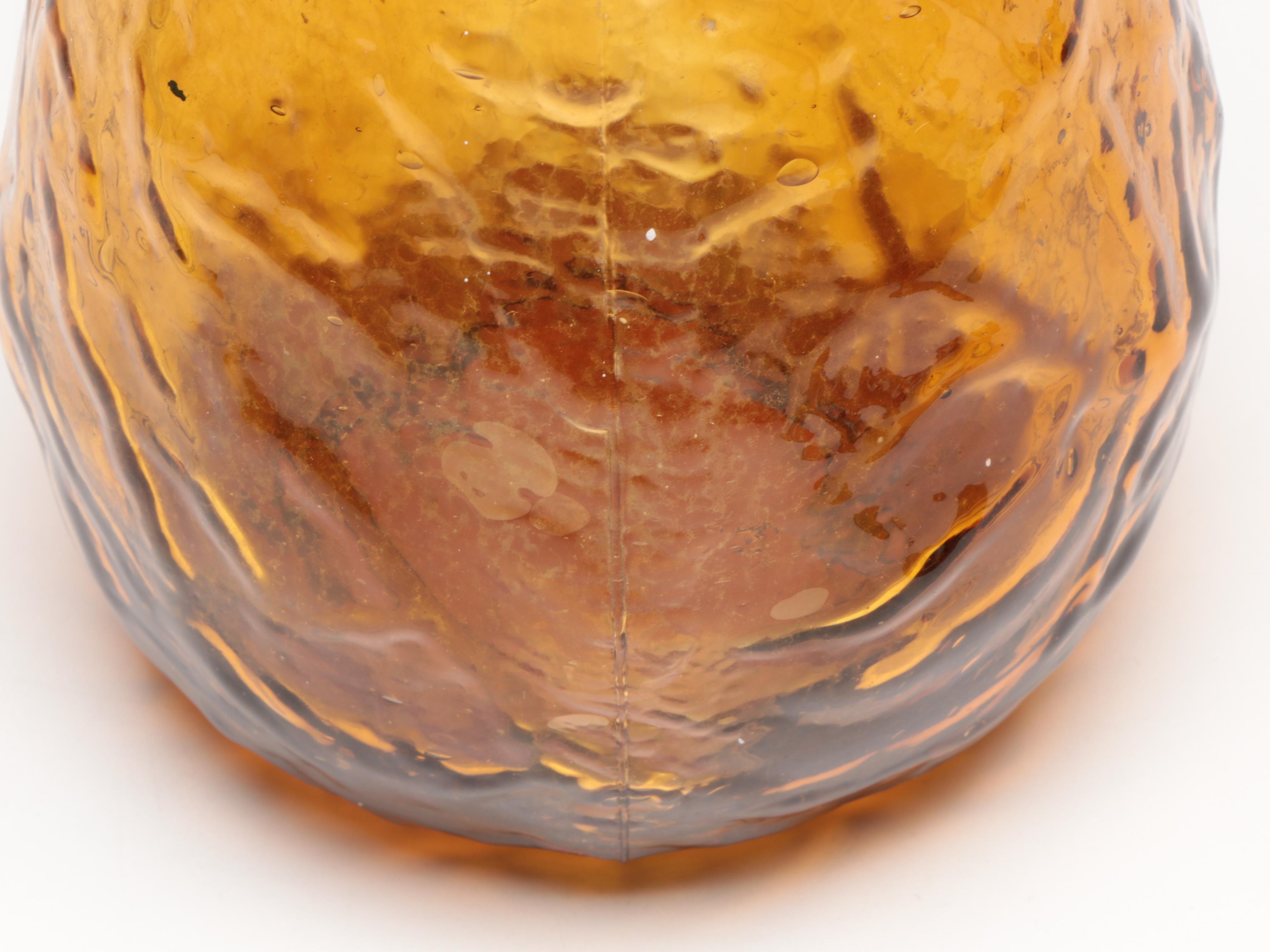 Suspended Bubble with Other Amber Glass Vases and Decanter