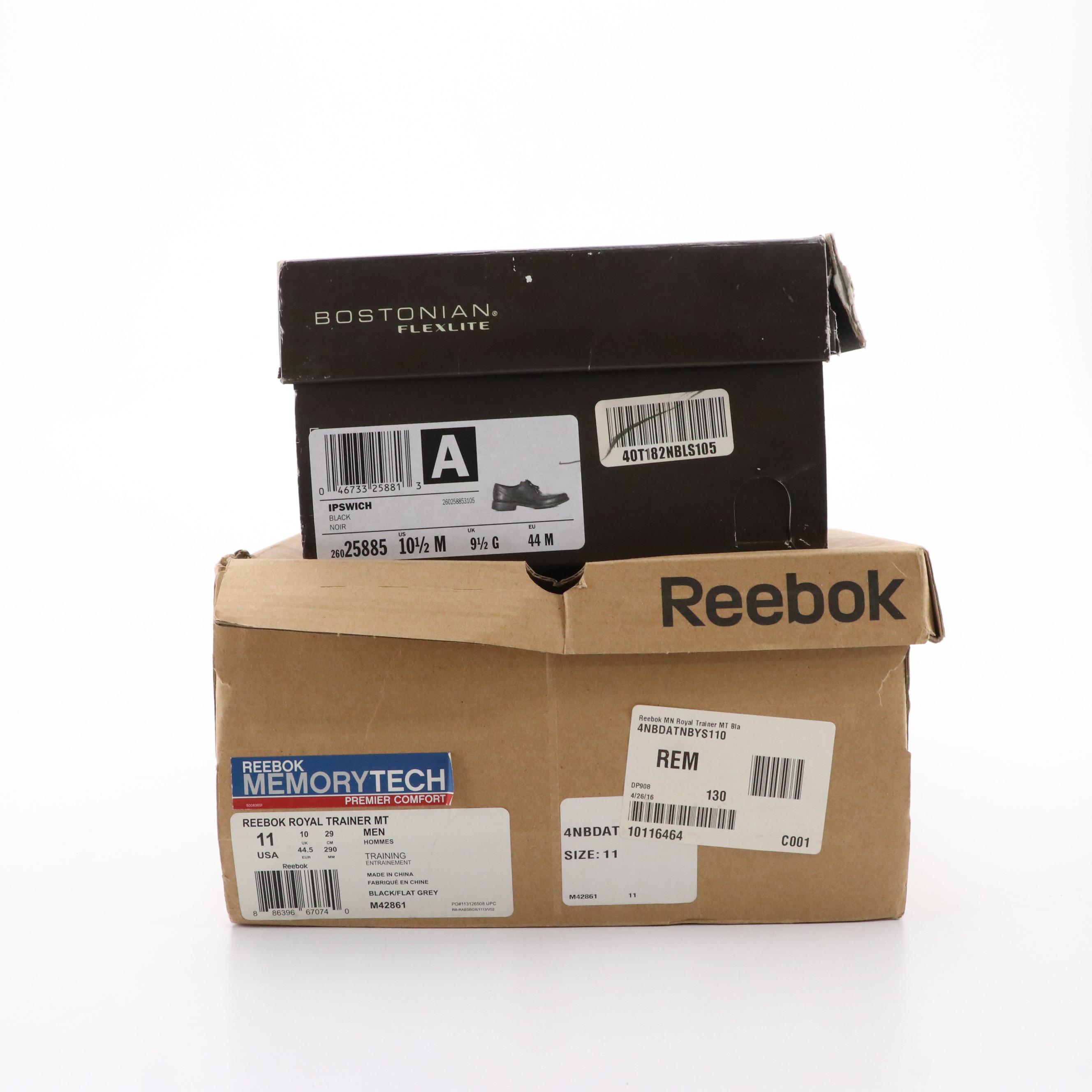 Men's Reebok Royal Sneaker and Bostonian Flexlite Ipswich Dress Shoes with Boxes