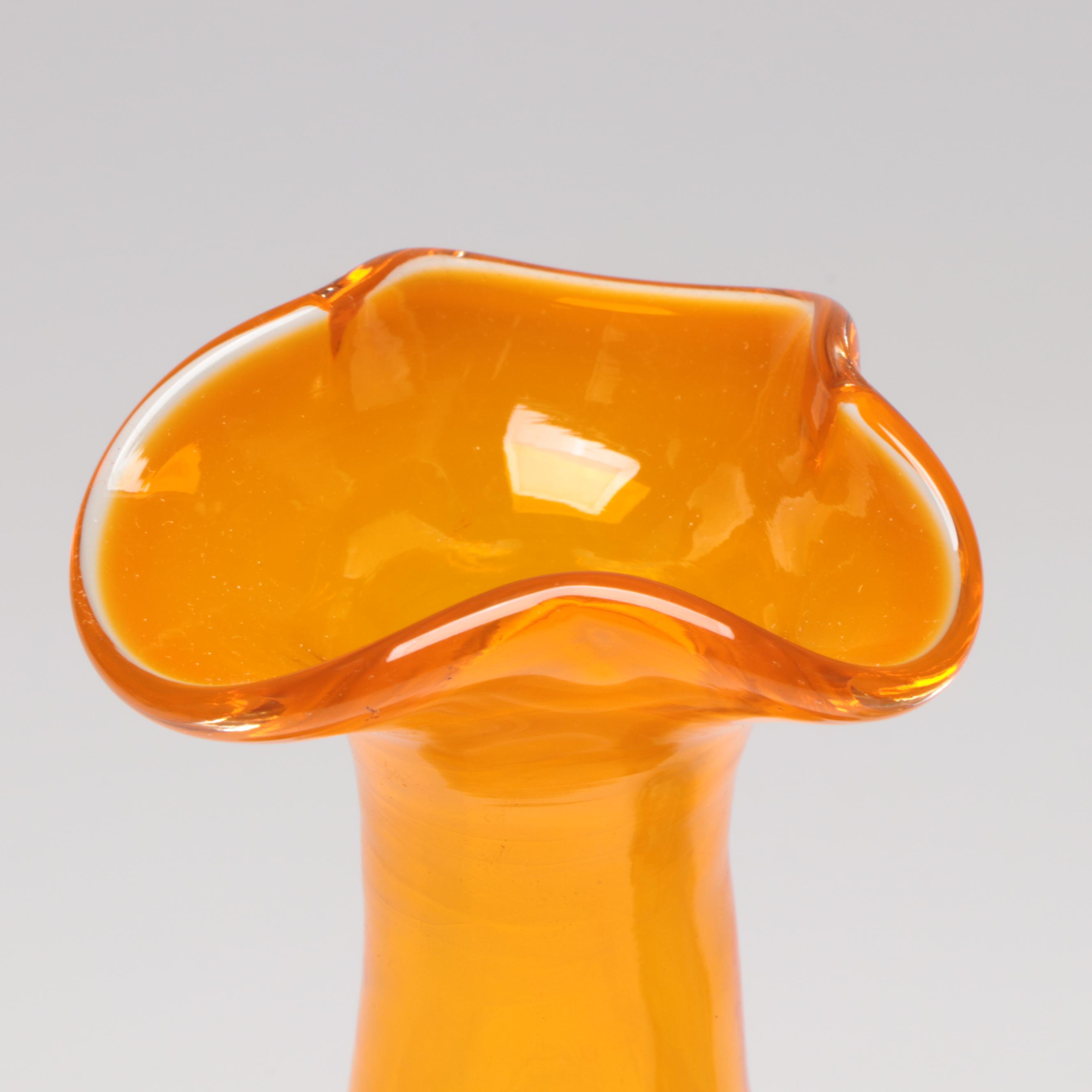 Suspended Bubble with Other Amber Glass Vases and Decanter